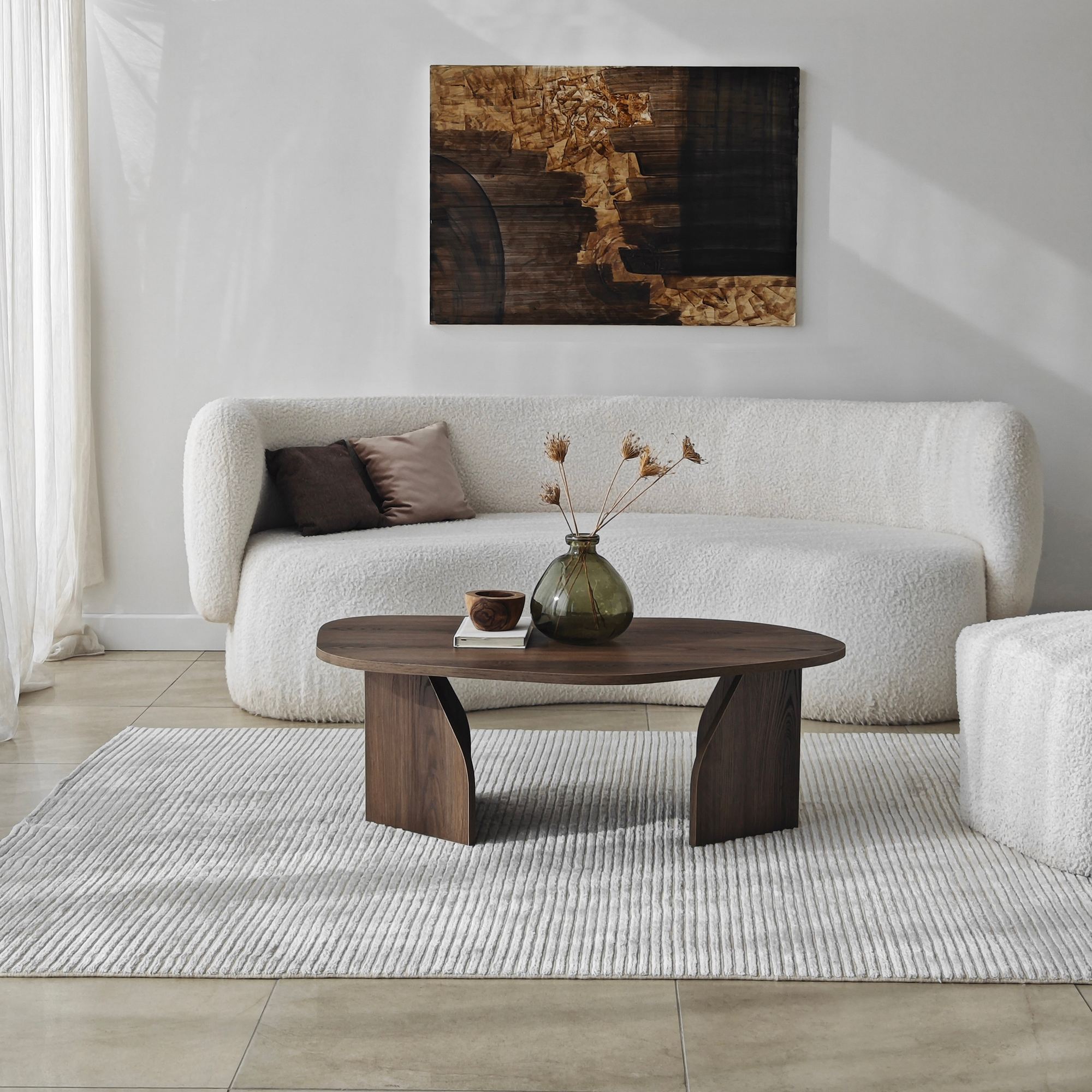 Rock Coffee Table Walnut Look Brown