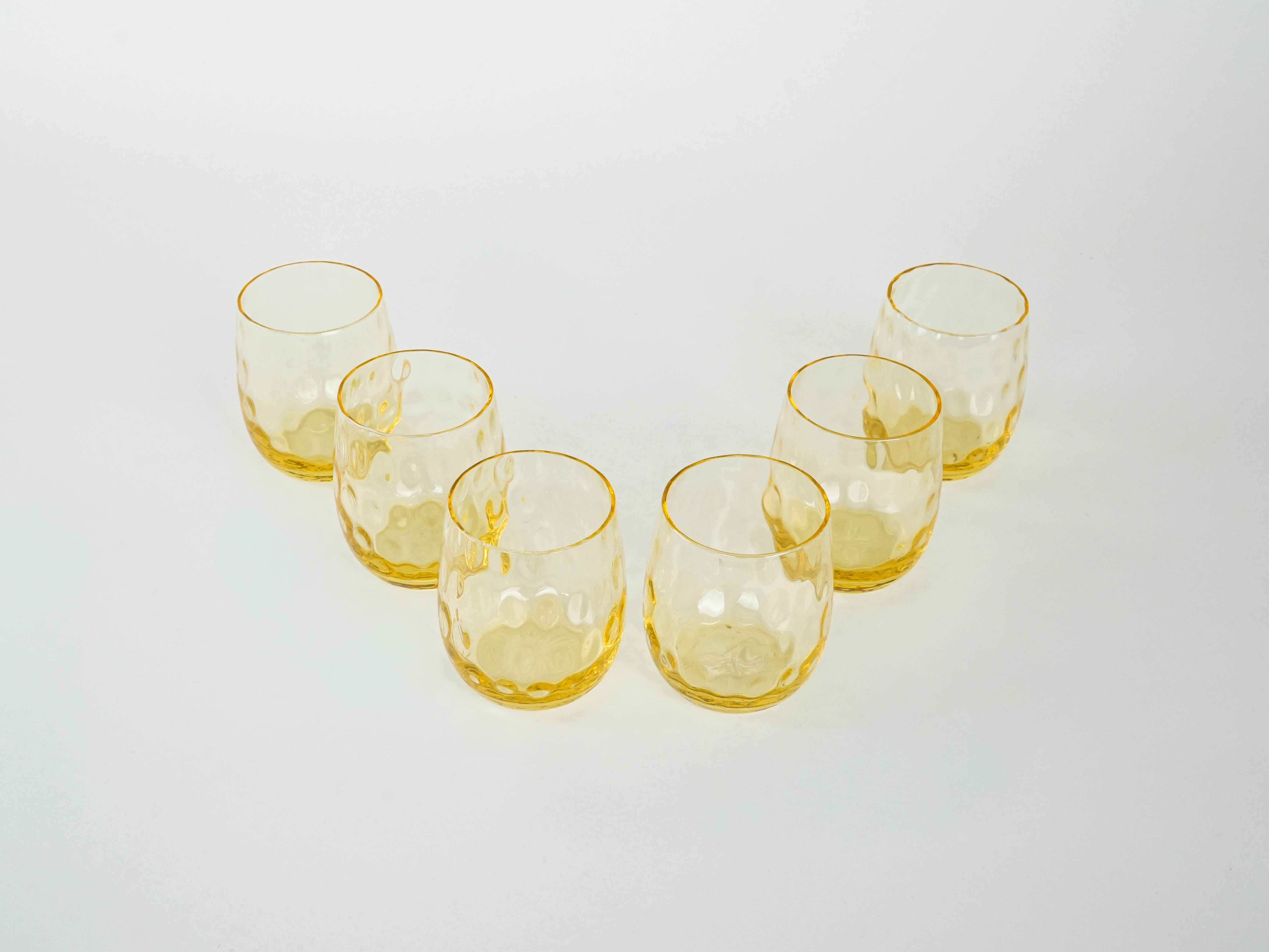 Gläser-Set 6-Teilig Gelb Transparent 1970er Jahre