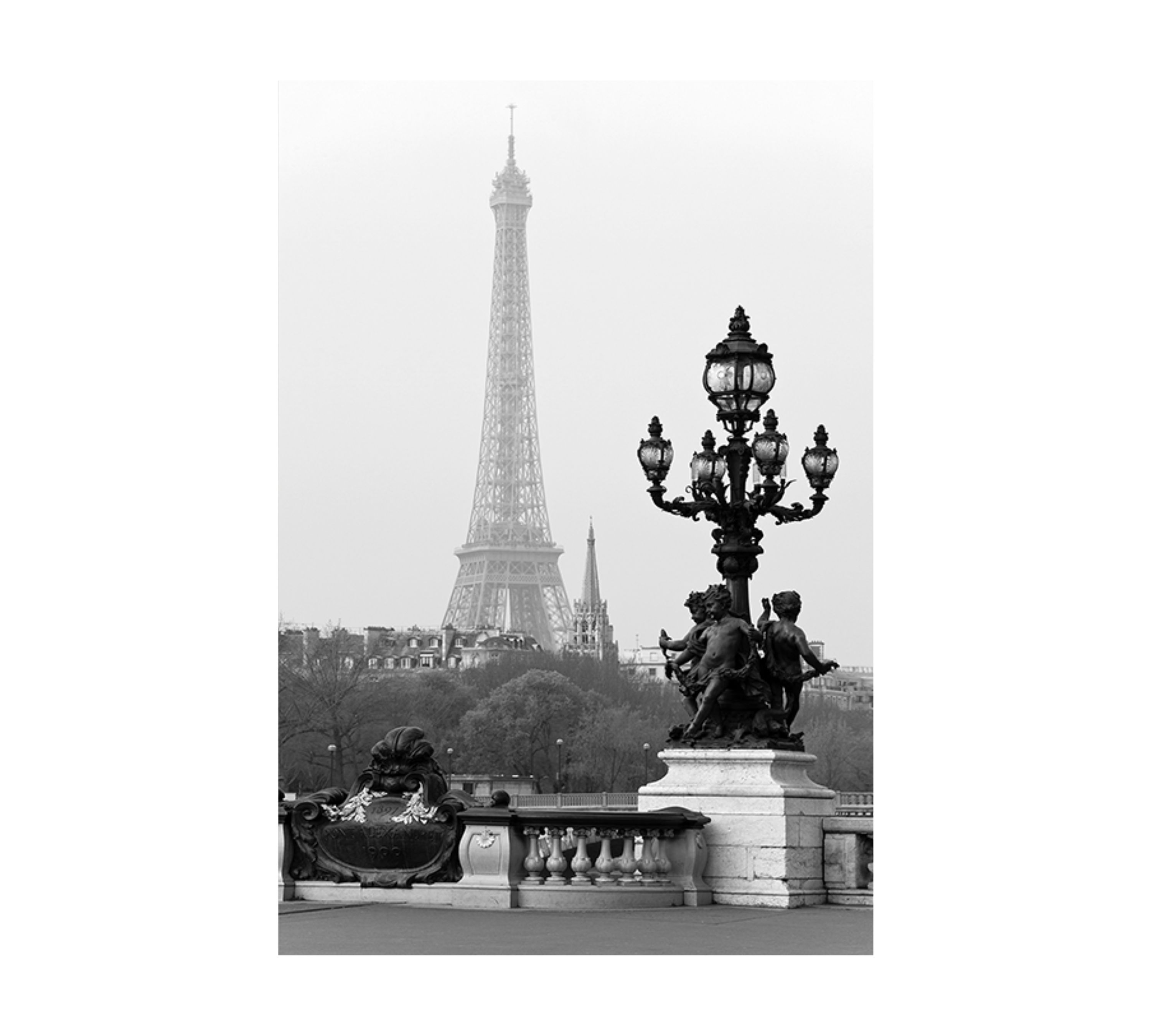 Alexandre III Bridge Art Print with Frame Black White