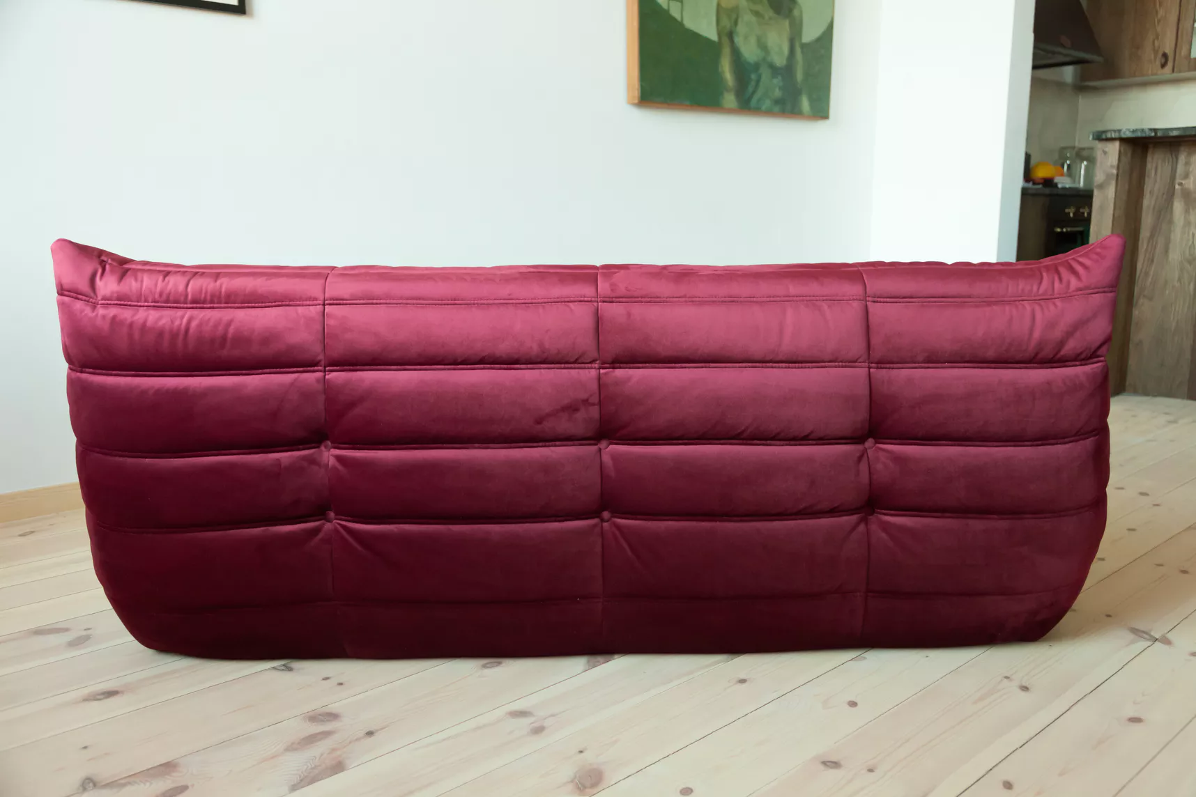 Togo Sofa 3-Sitzer Samt Burgundrot