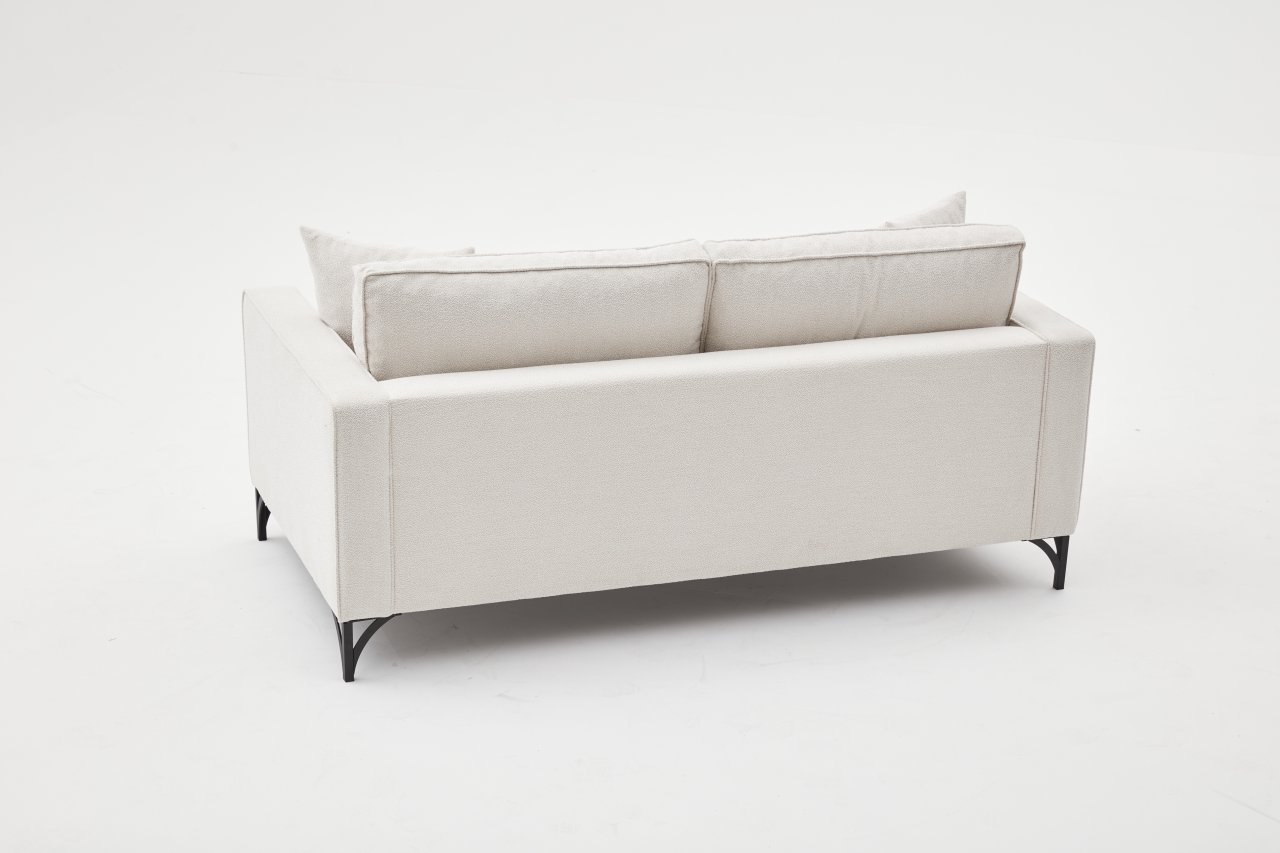 Lima Sofa 2-Sitzer Creme mit schwarzen Beinen