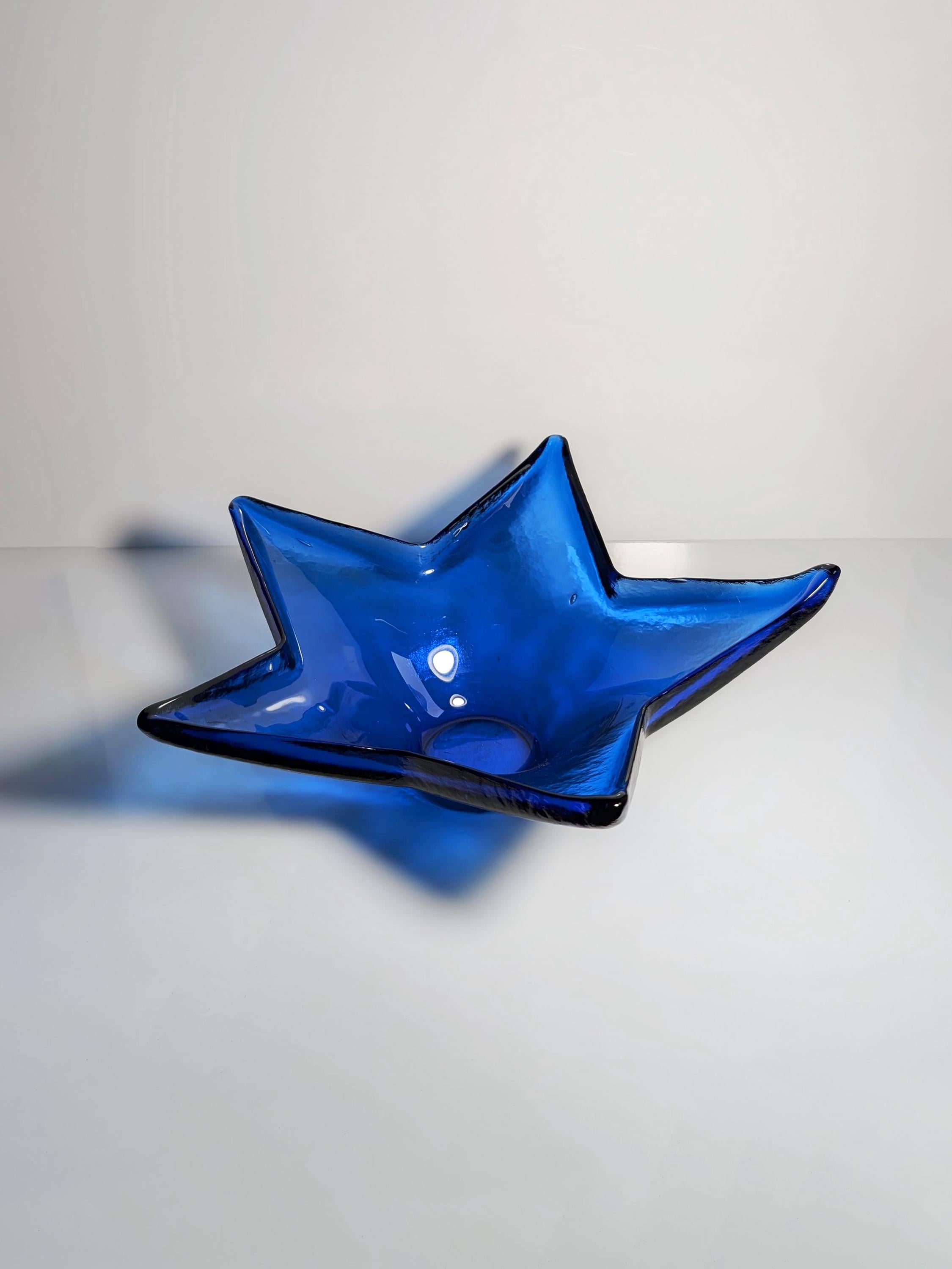 Vintage bowl glass cobalt blue 1980s