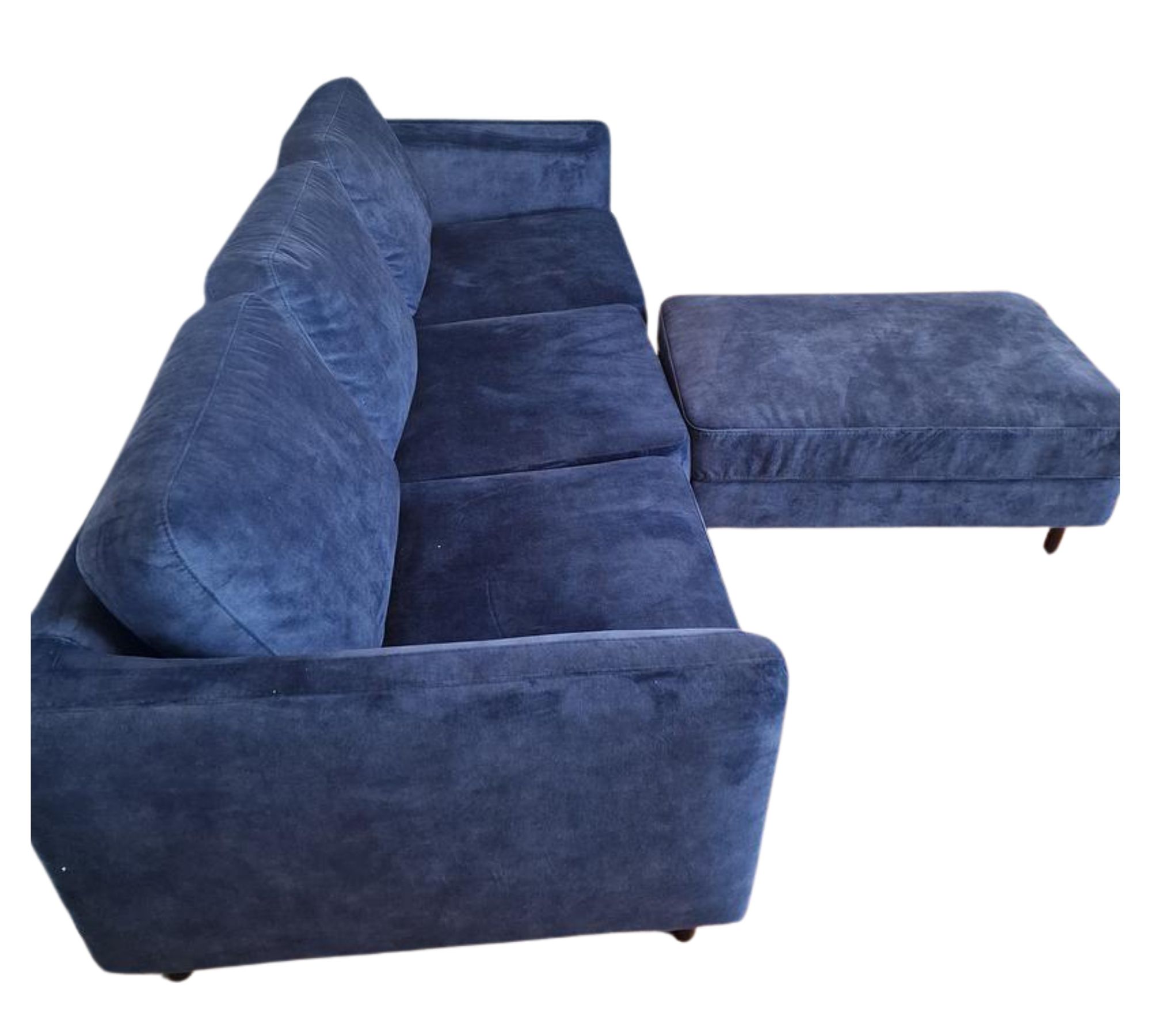 3-Sitzer Sofa mit Hocker Blau