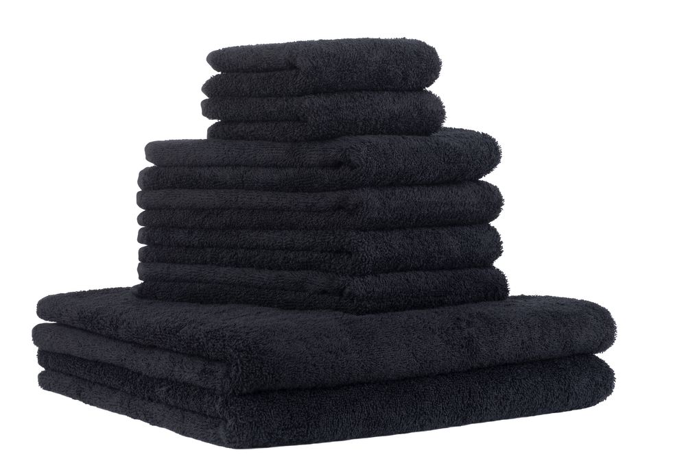 8-tlg. Frottier Handtuch-Set Schwarz Öko-Tex Standard 100