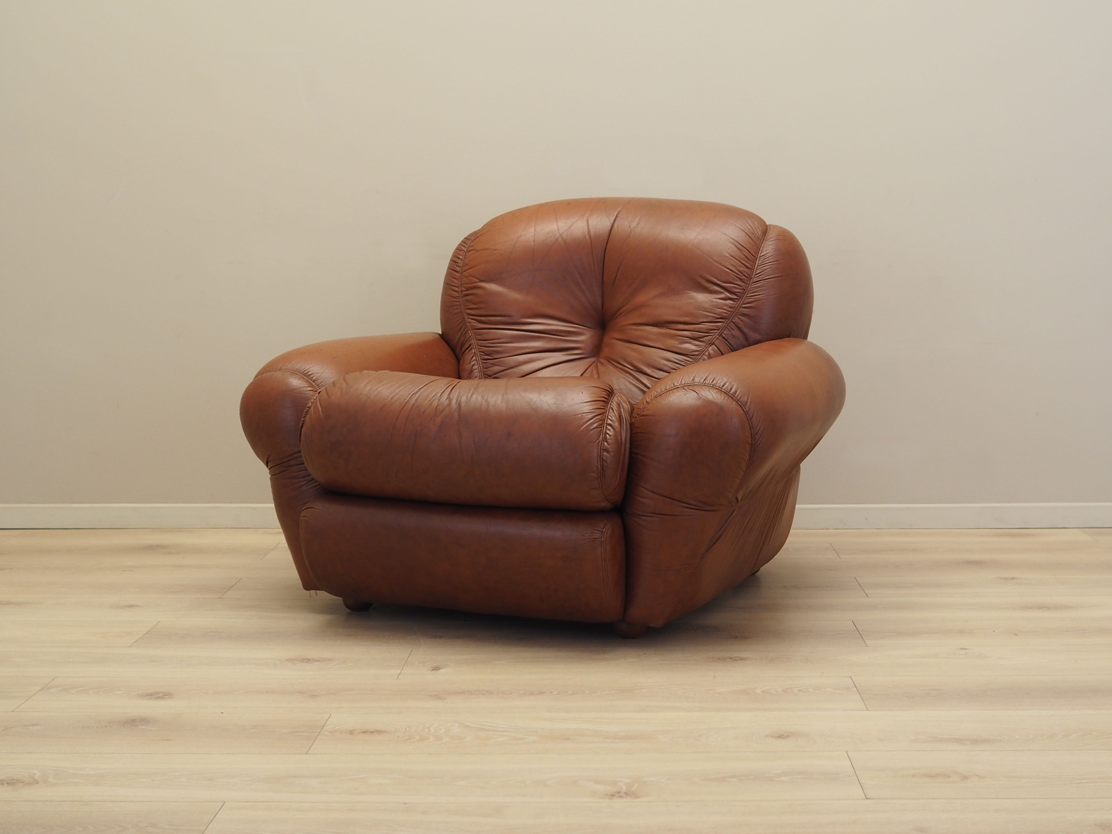 Sessel Leder Braun 1970er Jahre