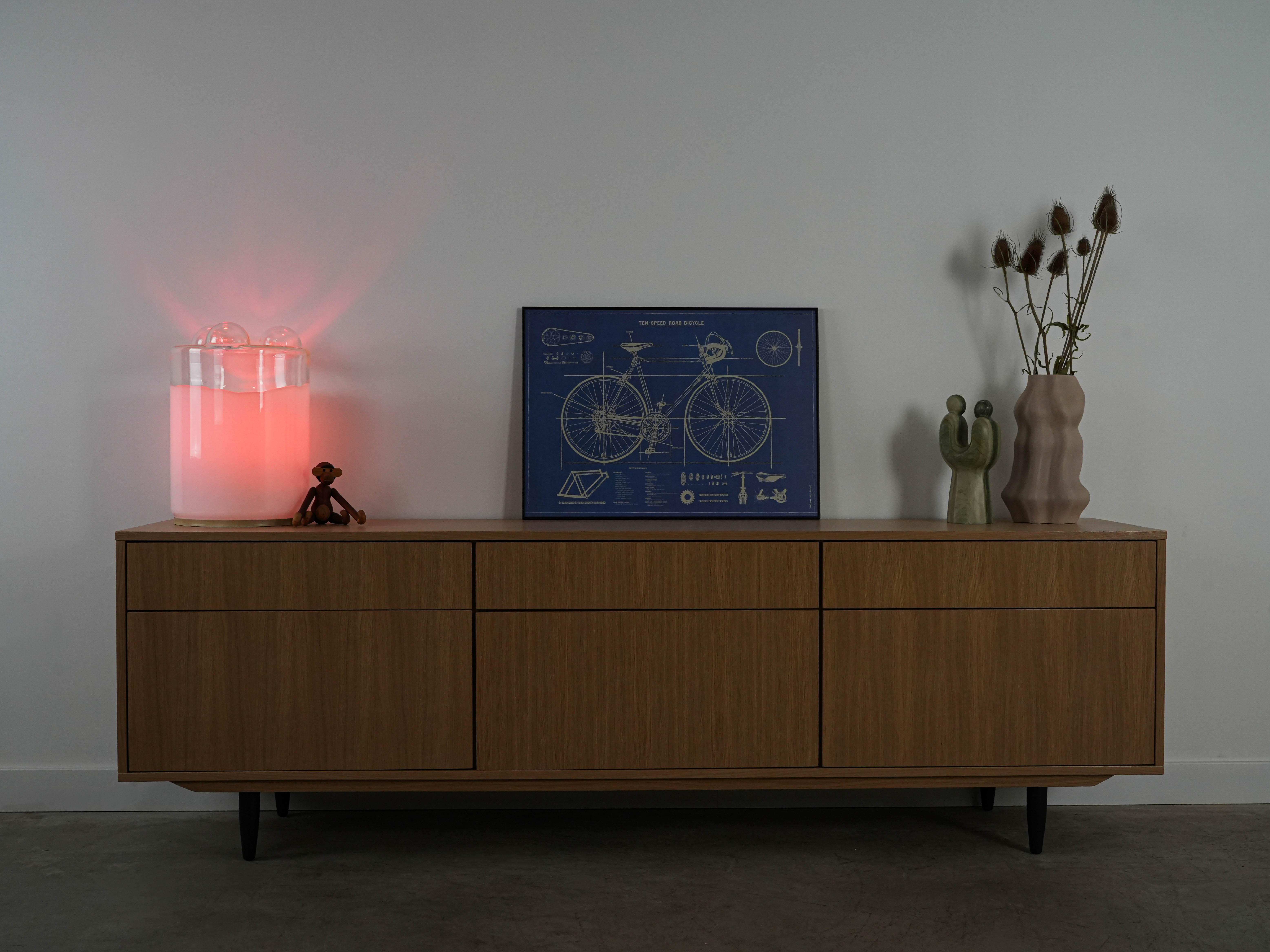 Tischlampe Glas Metall 1970er Jahre