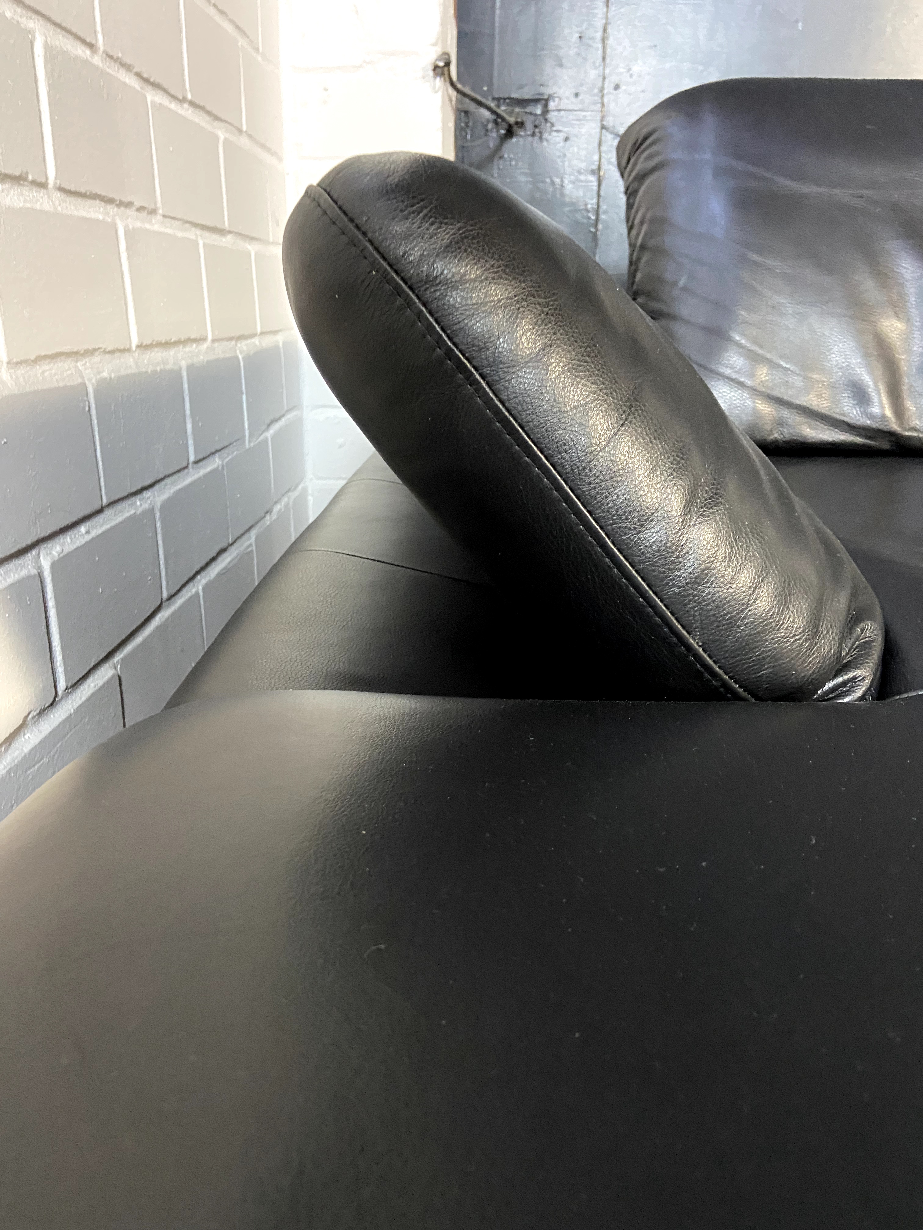 Sofa Récamiere Links Leder Schwarz