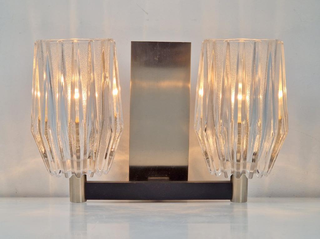 Vintage Wandlampe Glas 70er Jahre Metall