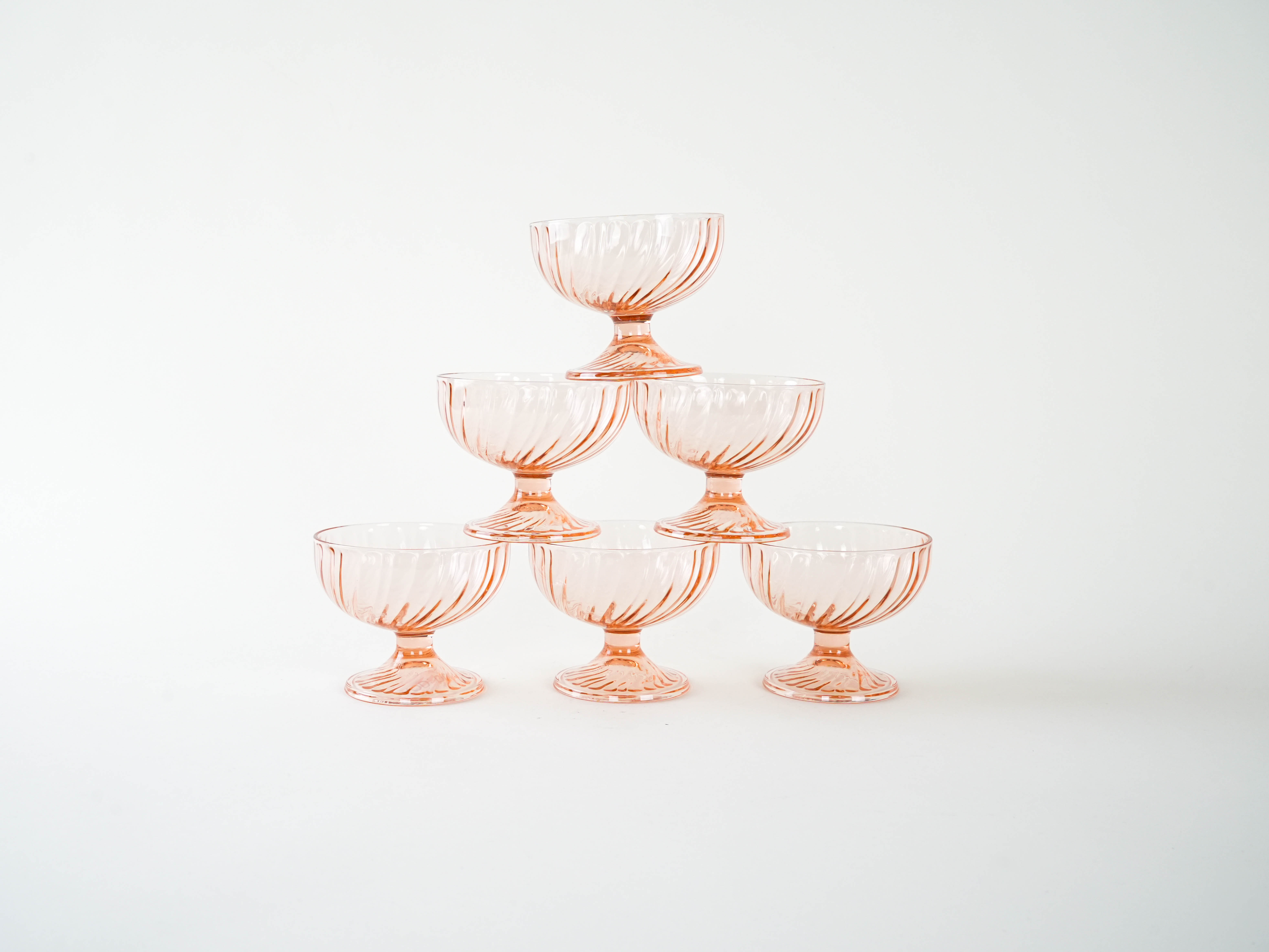 Set di coppette da dessert rosa anni '70