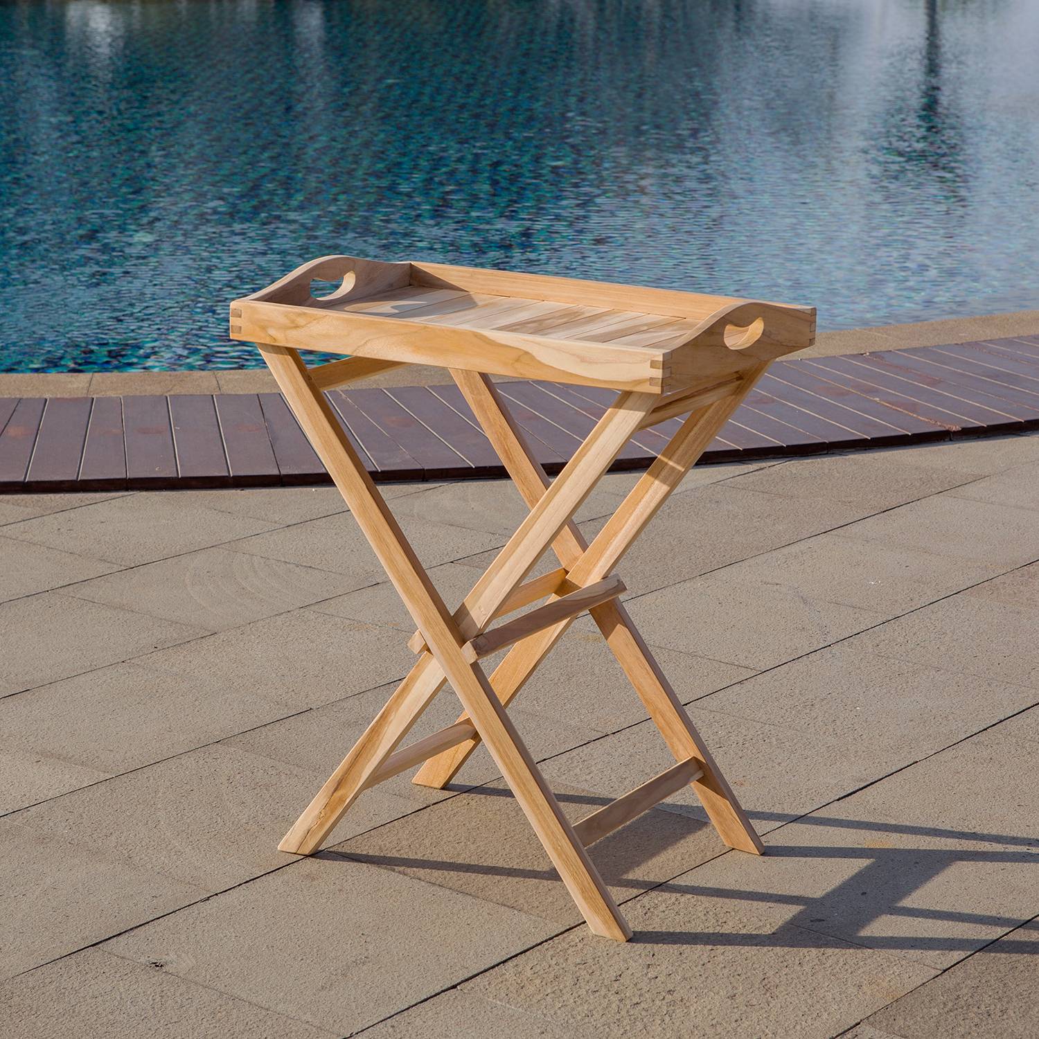 Scroll Serviertisch Teakholz Natur