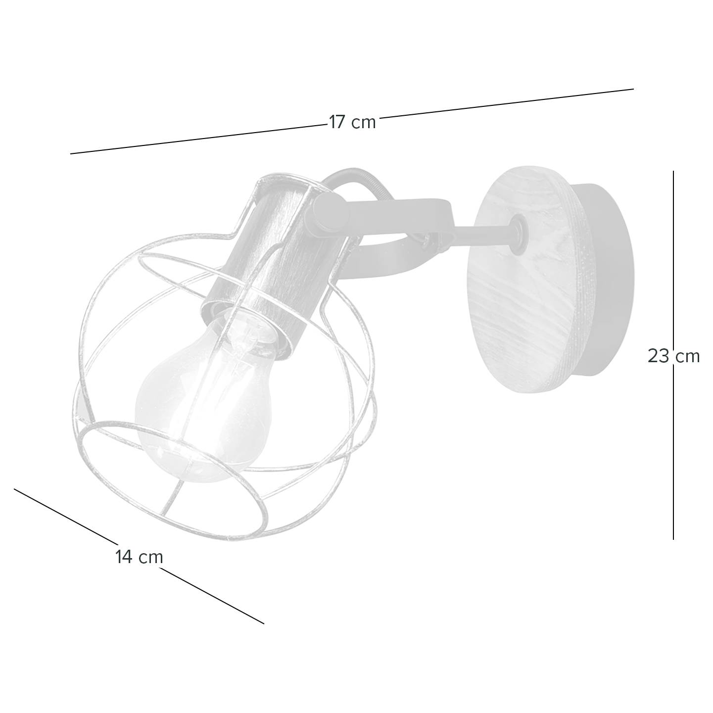Wandleuchte Madras Massivholz 1-Flammig Silber