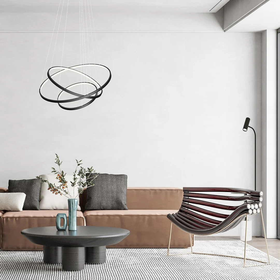 Ring-shaped LED pendant luminaire OUREA Black