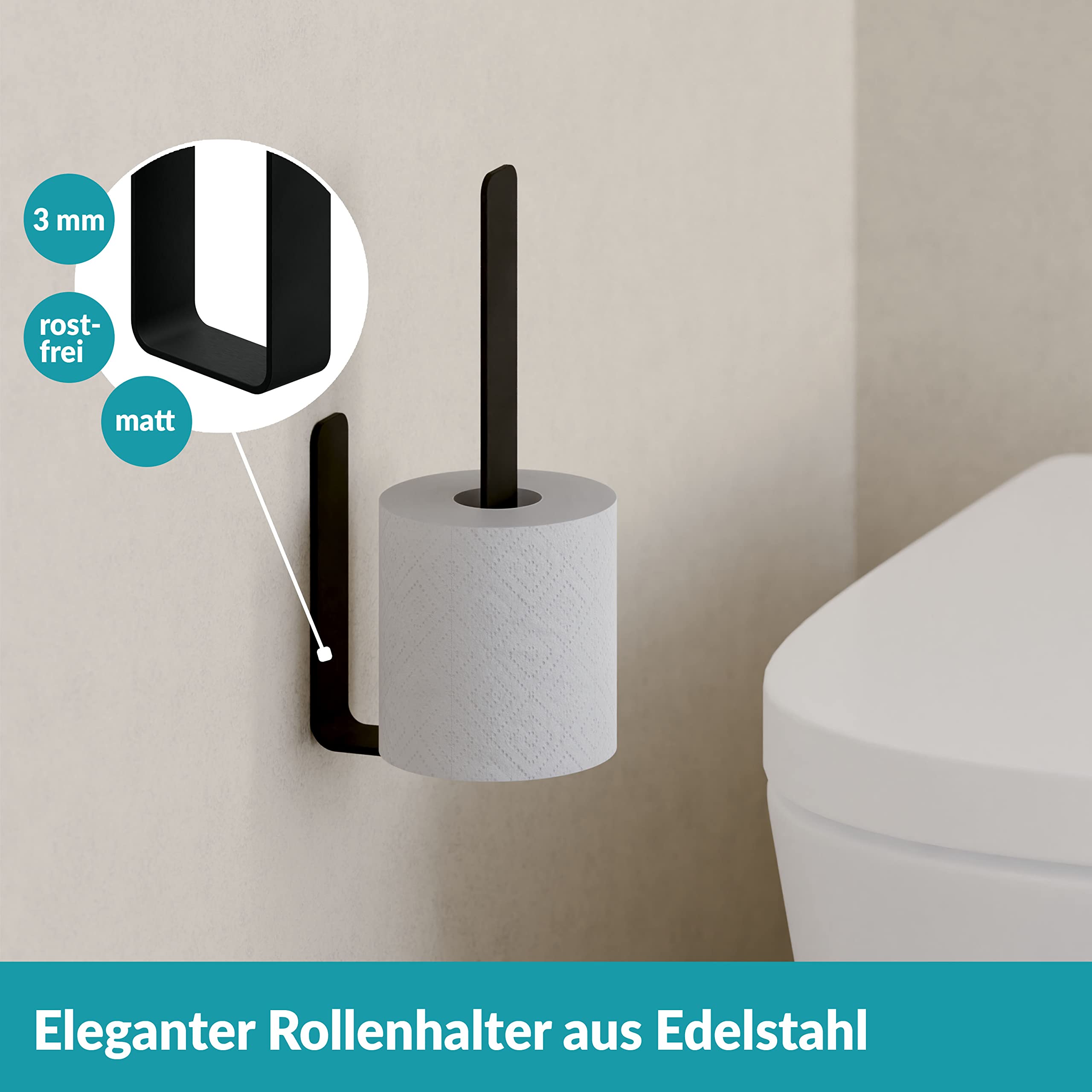 WC-Ersatzrollenhalter Edelstahl Schwarz