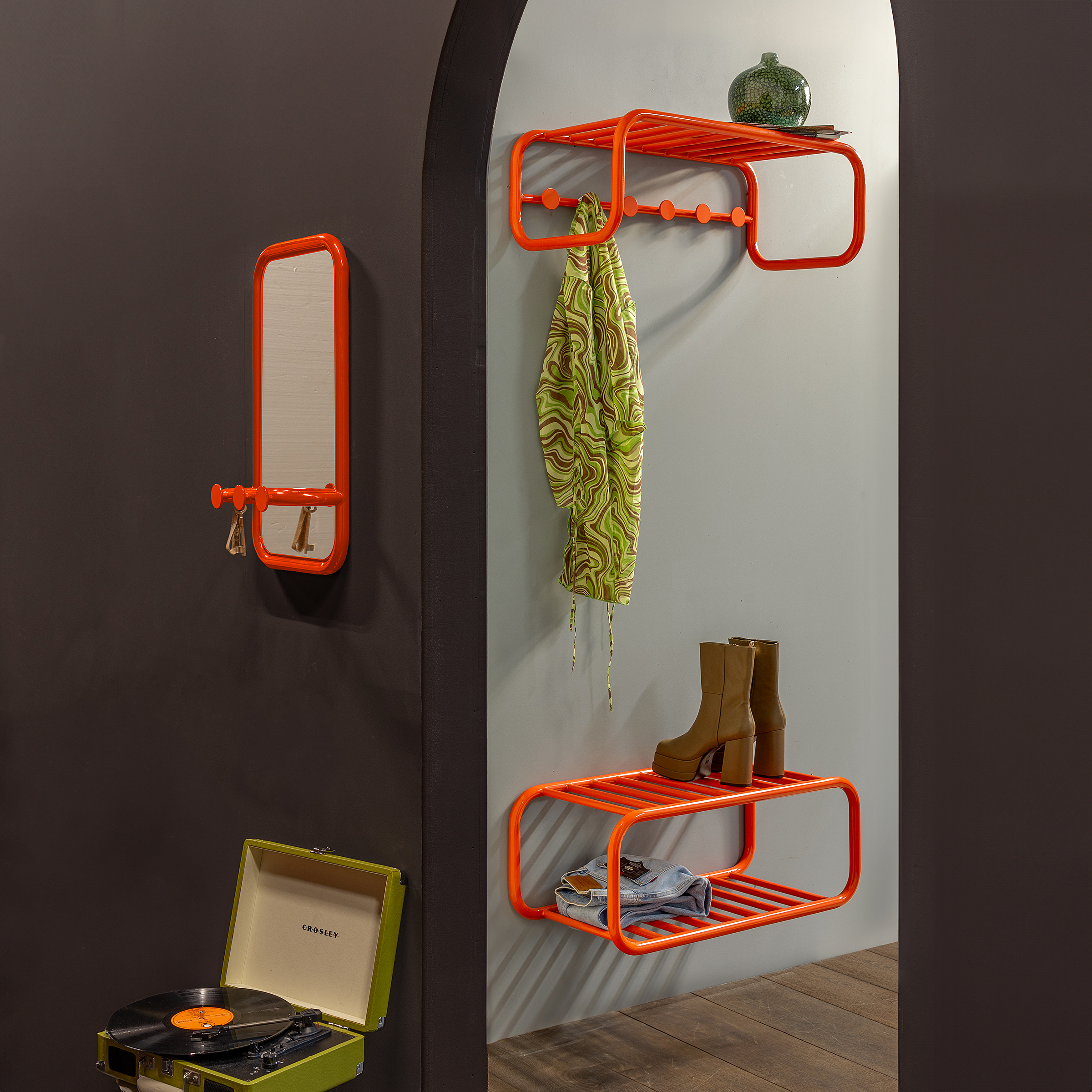 Wandgarderobe Coppin Metall Orange