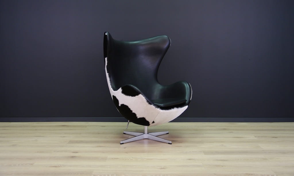 Egg Sessel Leder Arne Jacobsen Weiß Schwarz 