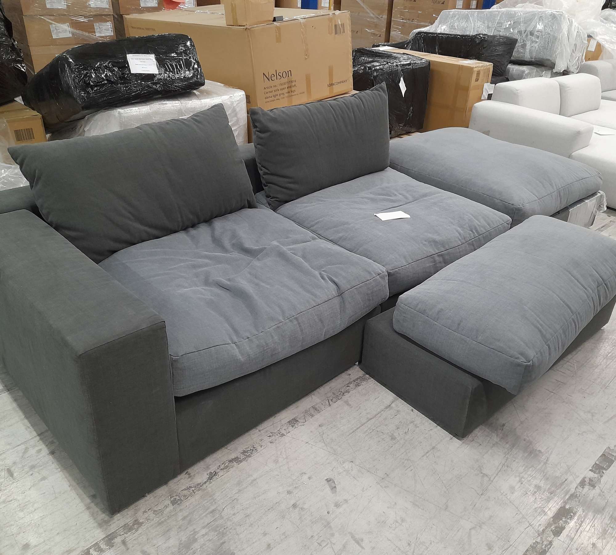 Flayr Sofa Récamiere Rechts Webstoff Grautöne