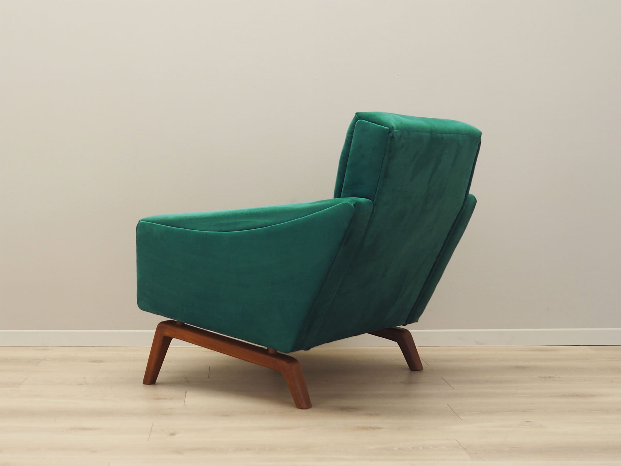 Vintage armchair velvet wood dark green 1970s