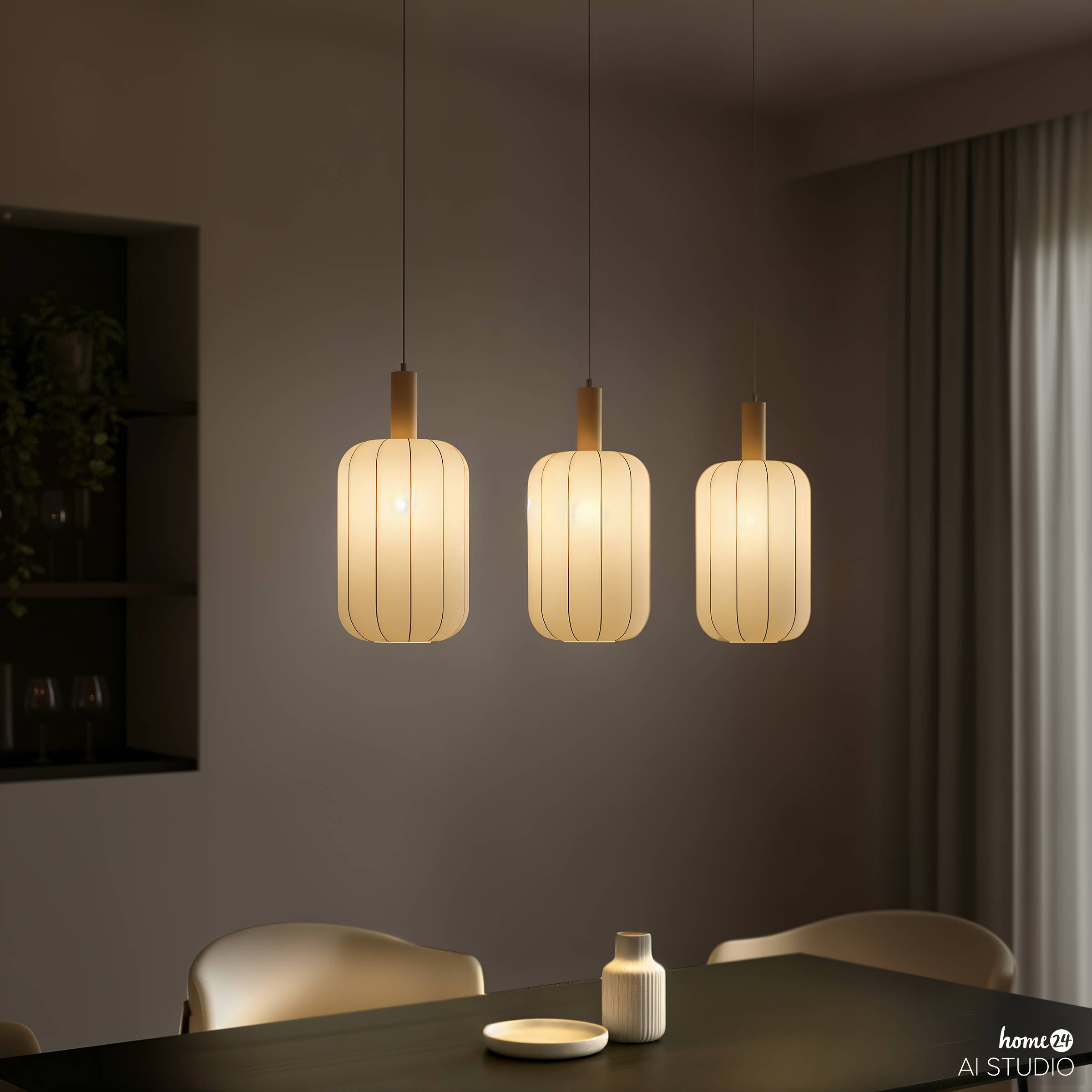 3-Flammig ONI Pendelleuchte Nylon Eisen Beige