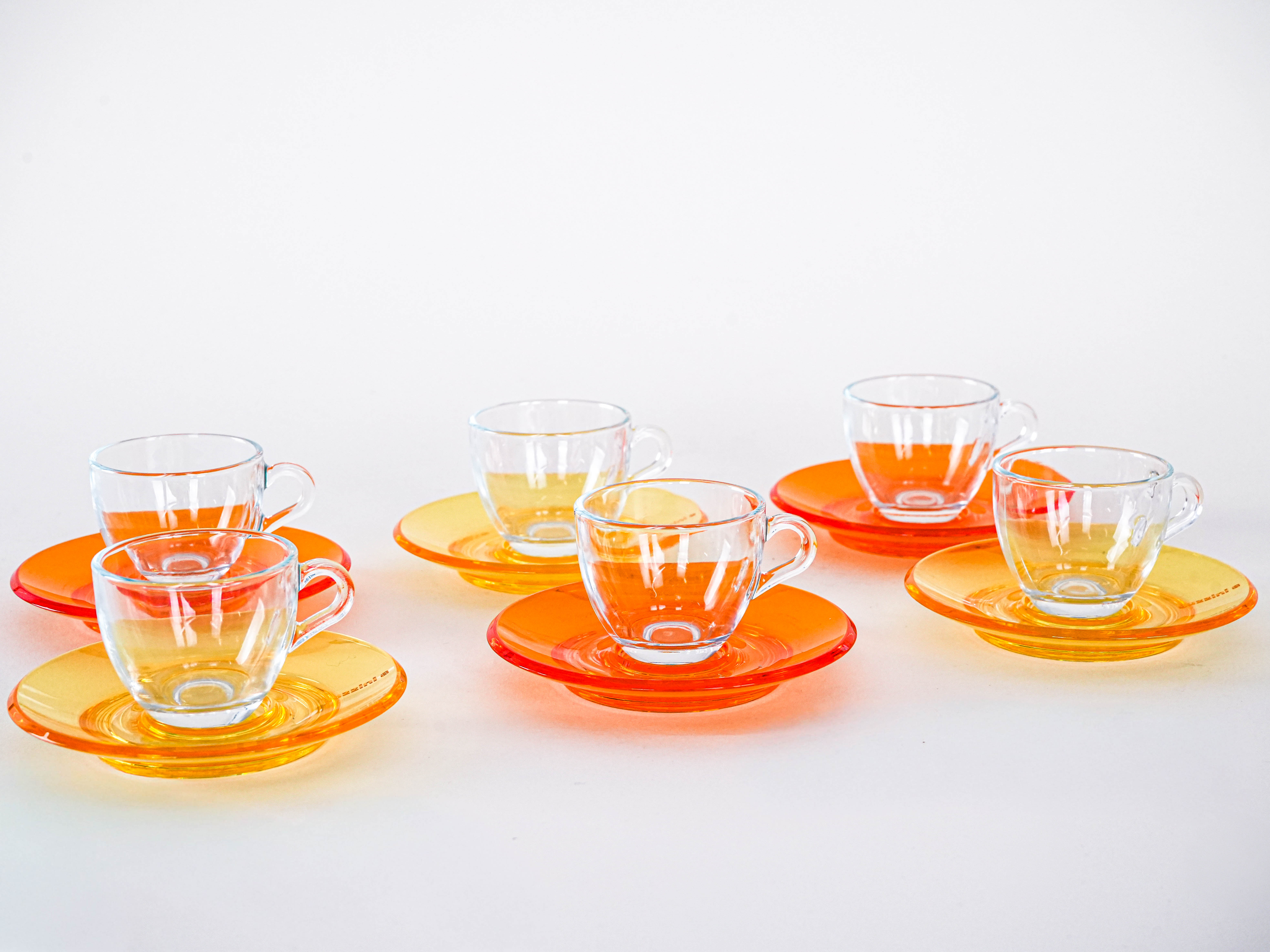 Glastassen-Set Mehrfarbig 1970er Jahre