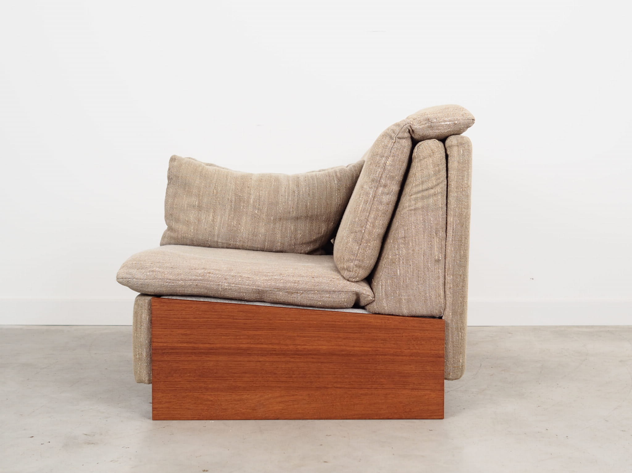 Vintage Sofa 2-seater Teak Wood Textile Gray 1970s