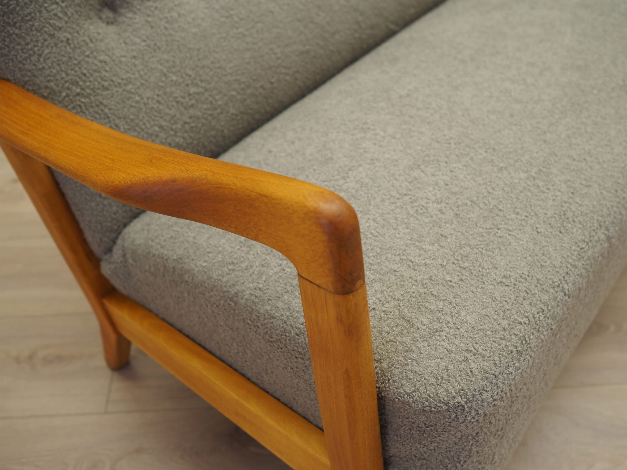 Vintage Sofa Beech wood Textile Grey 1960s