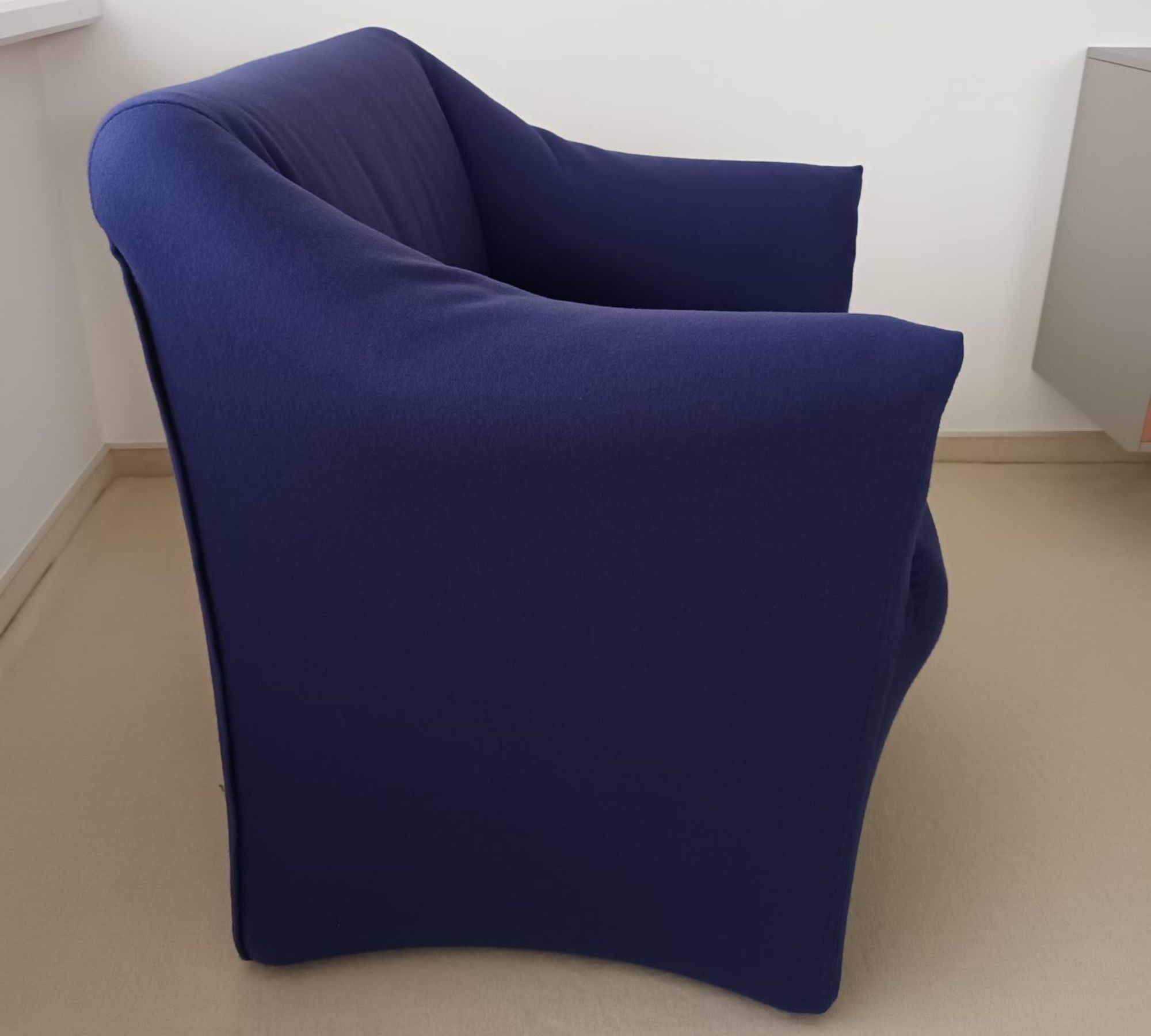 Ess Sessel mit Rollen Baumwolle Holz Blau