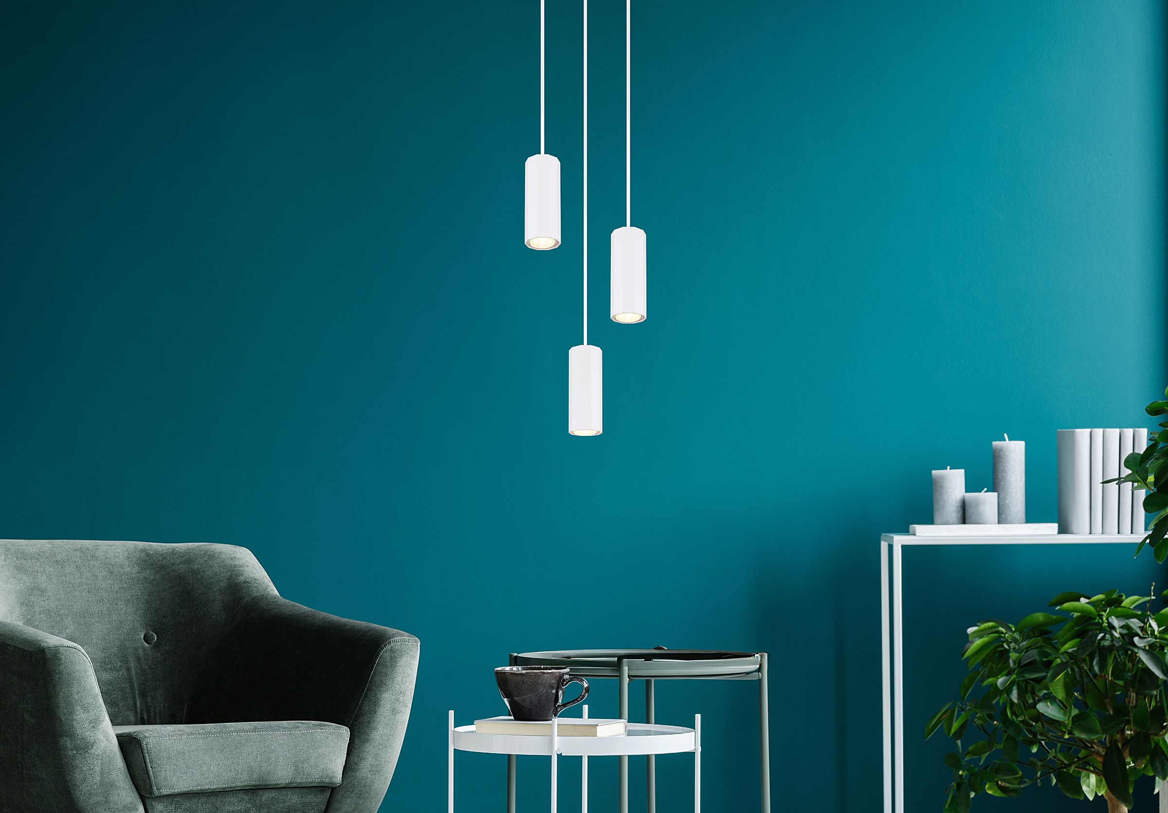 Pendelleuchte James Typ A Eisen 3-flammig Weiß