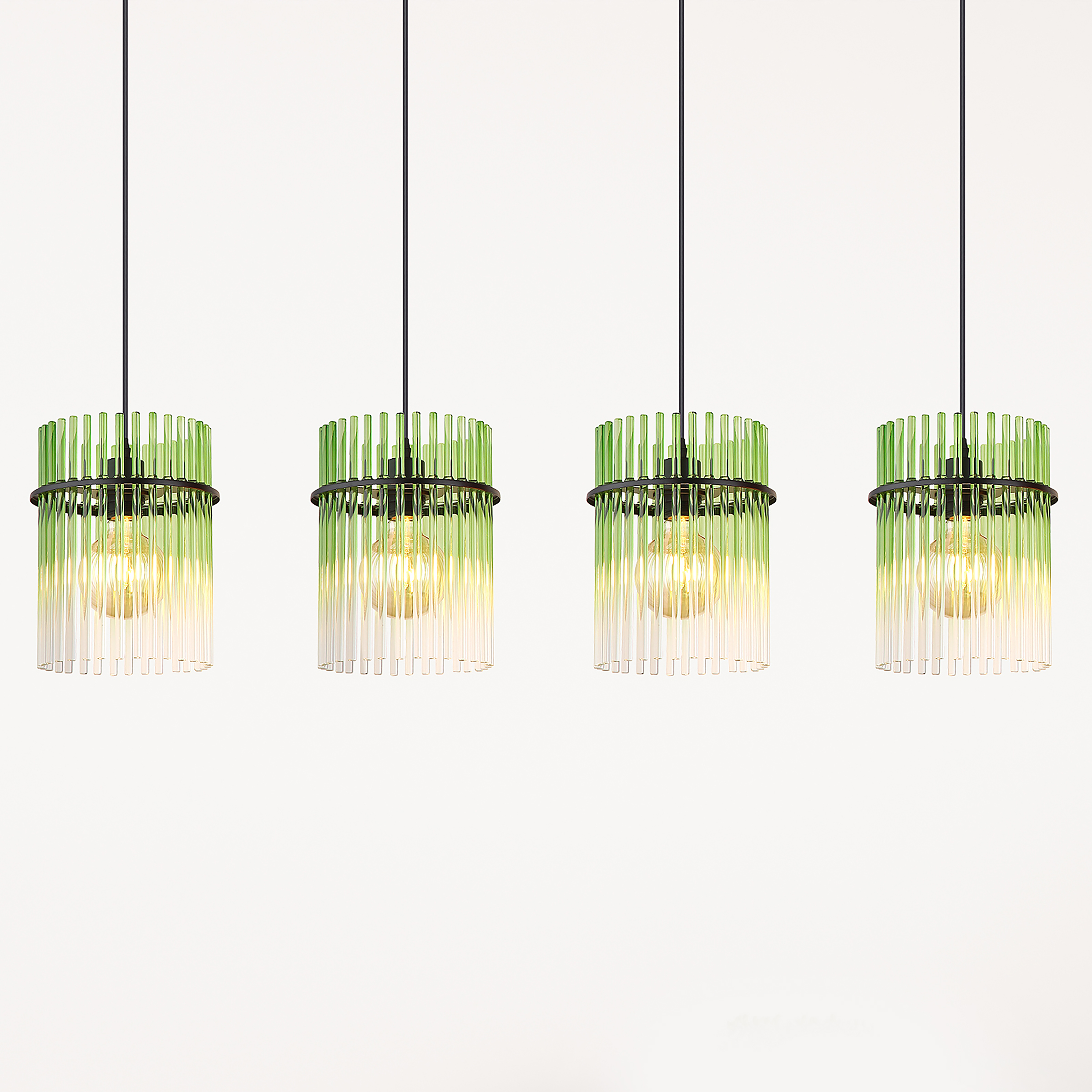 Gorley Type C Pendant Light 4-bulb Colored Glass Iron Green