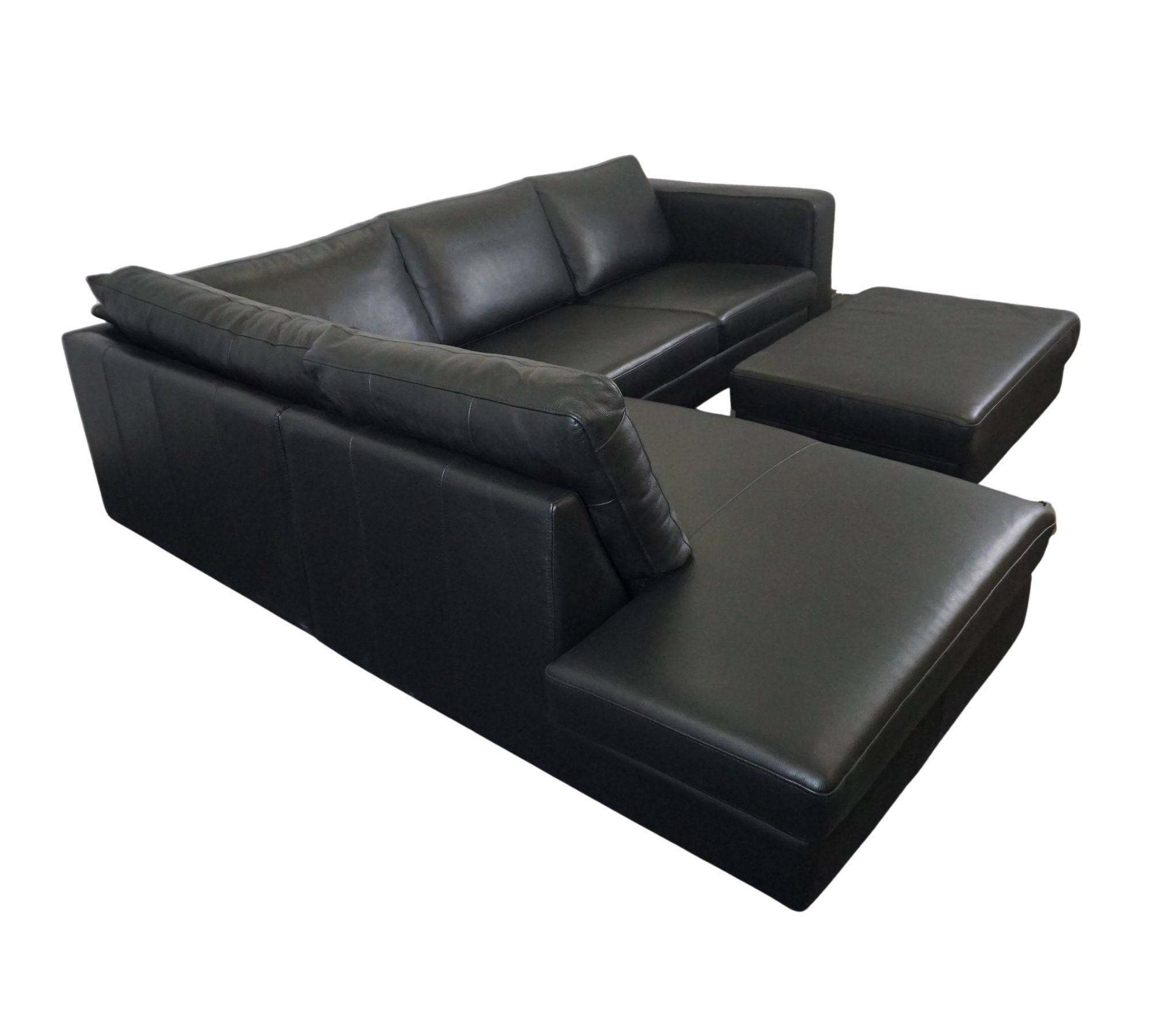 Indivi Ecksofa mit Ruhemodul & Hocker Salto-Leder Schwarz