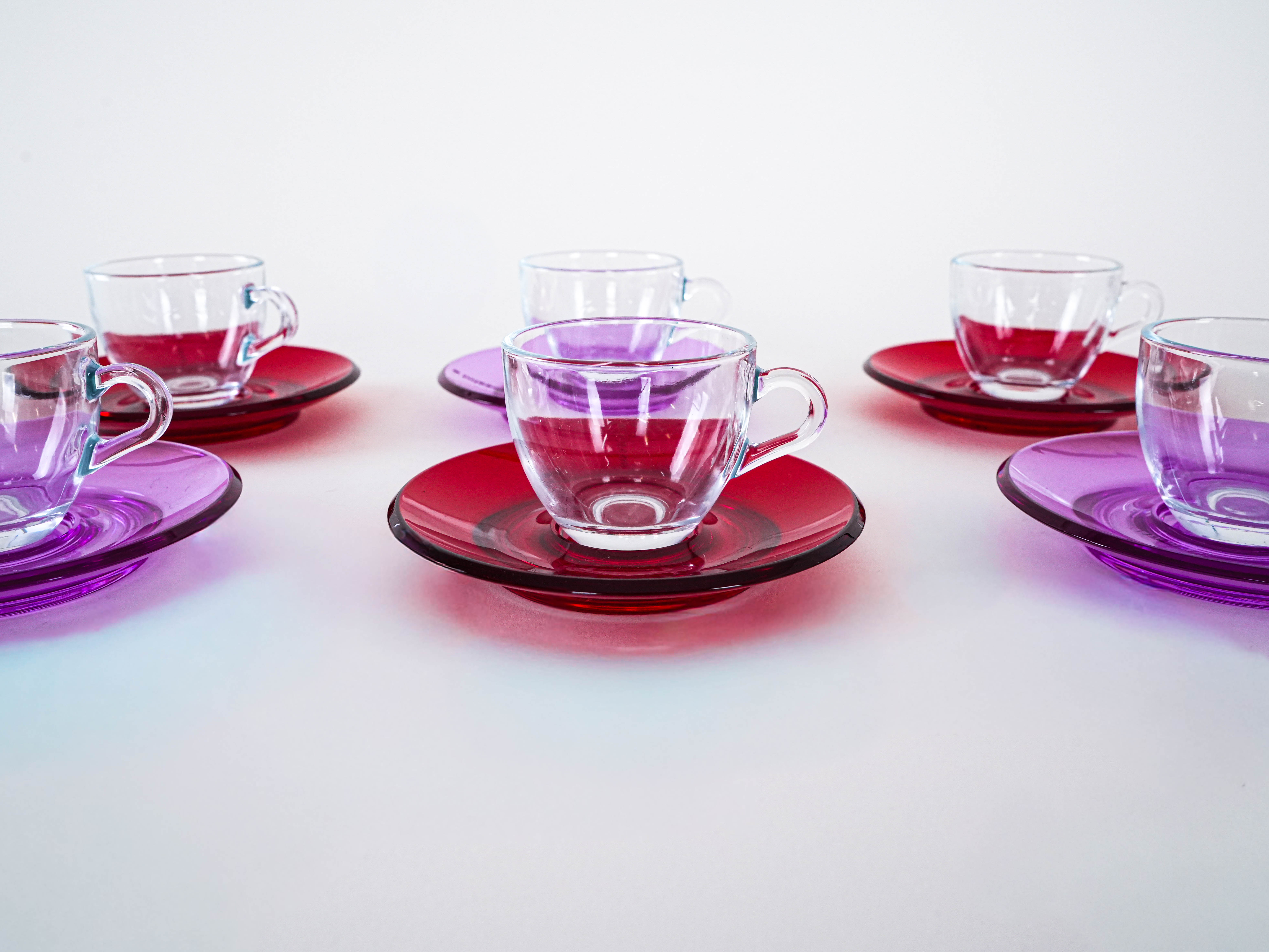 Glass Cup Set Multicolored 1970s