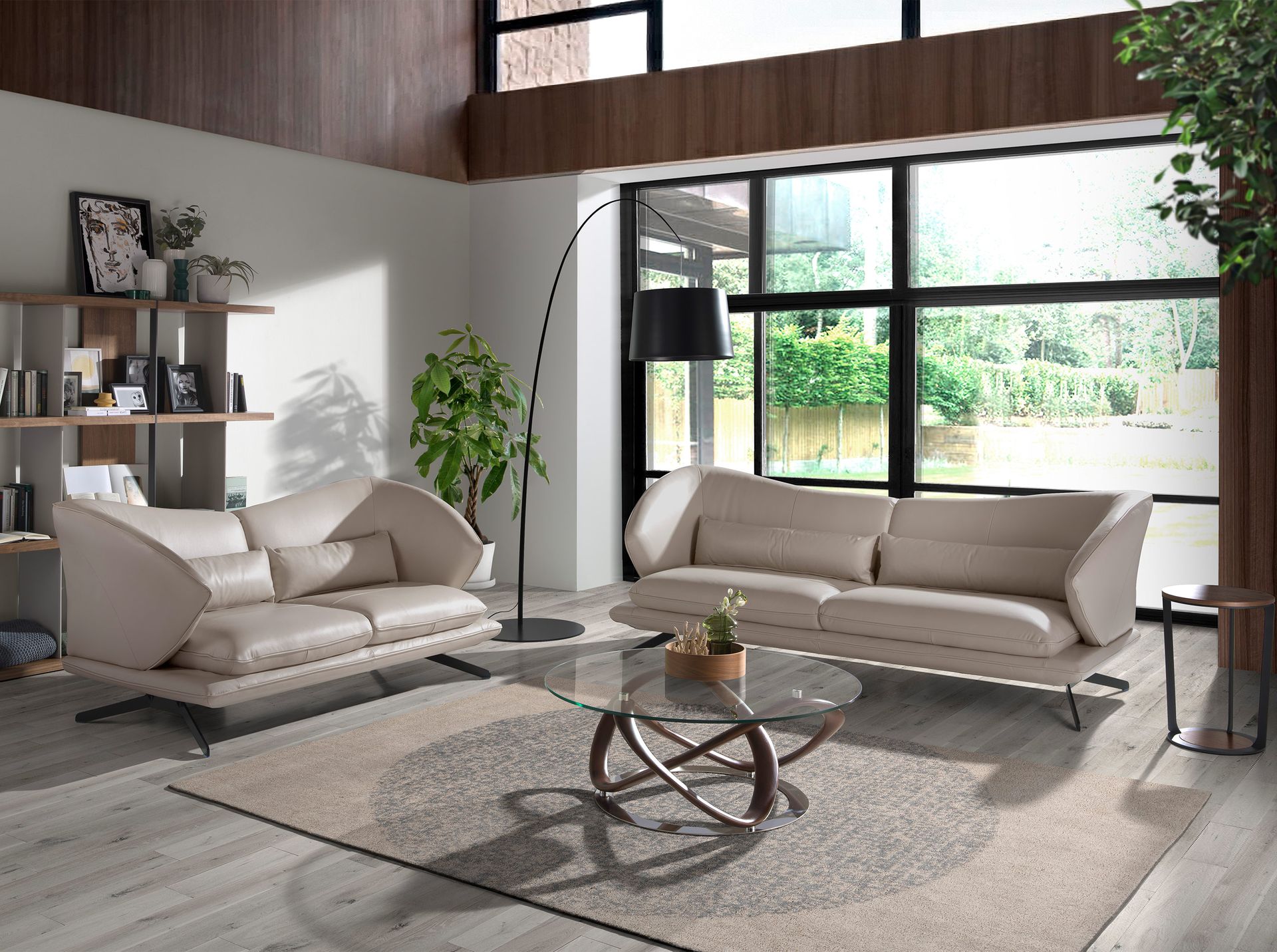 3-Sitzer Sofa in taubengrauem Leder 6146
