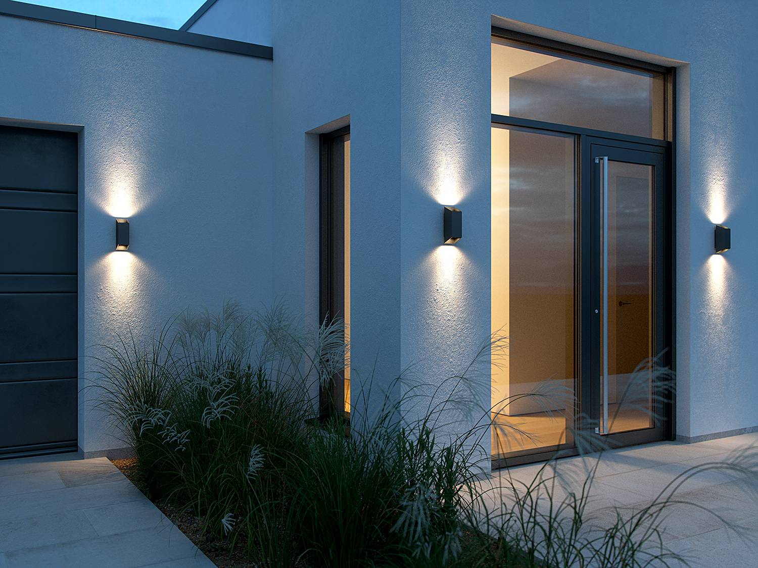 2-Flammig Wandleuchte Nico Aluminium Glas Schwarz