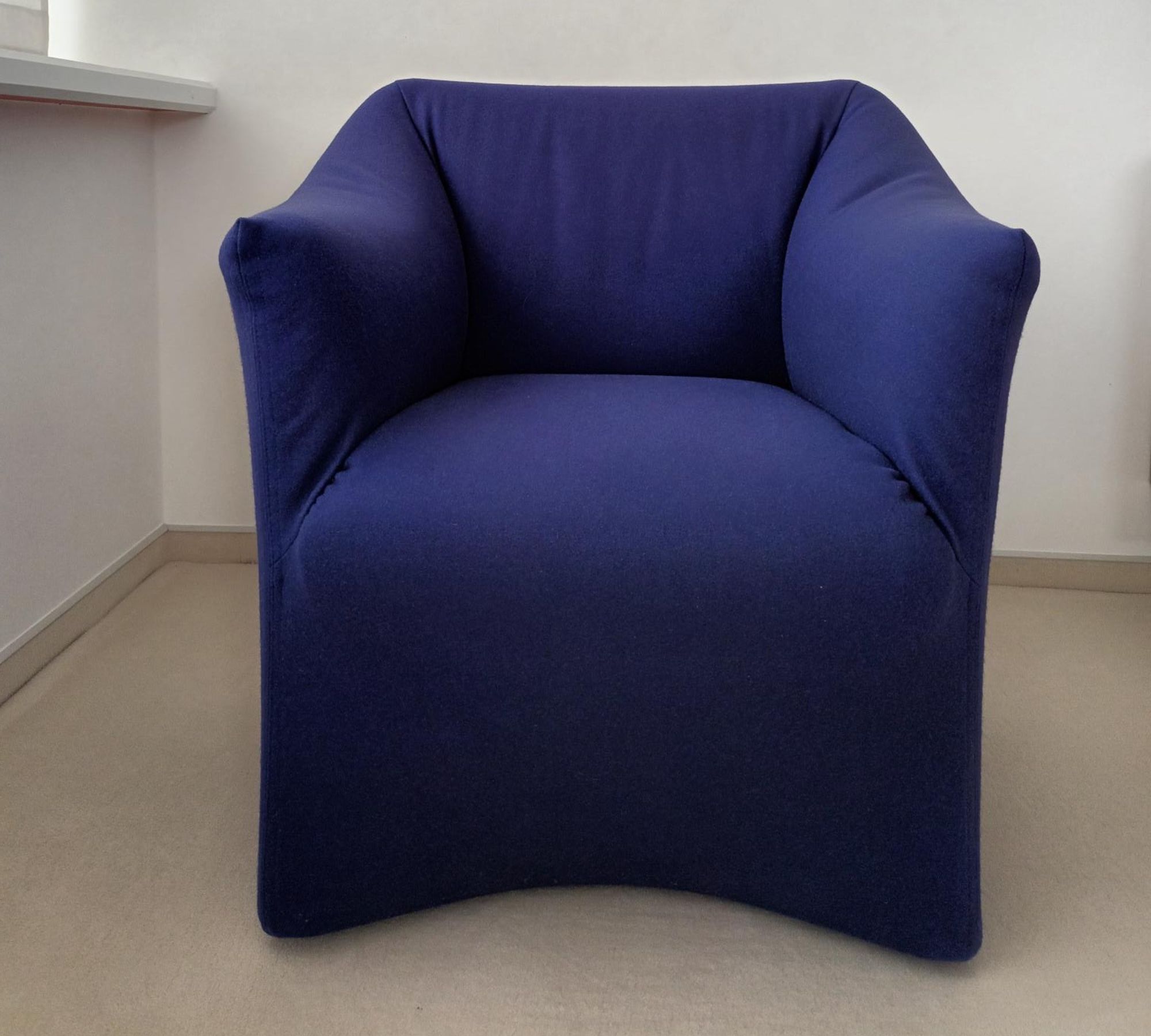 Ess Sessel mit Rollen Baumwolle Holz Blau