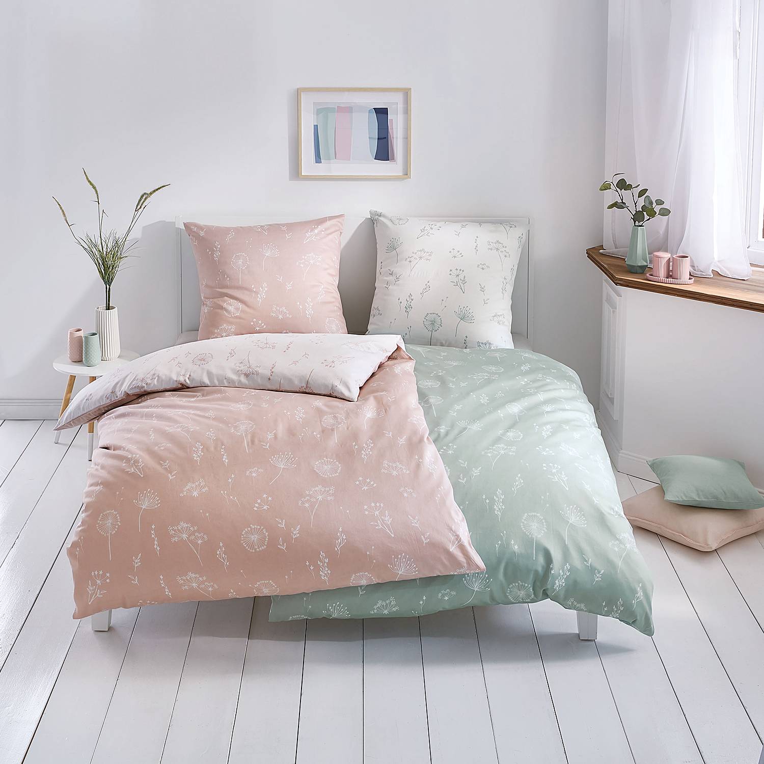 Leone Bedding Cotton Mint Green 155 x 220 cm