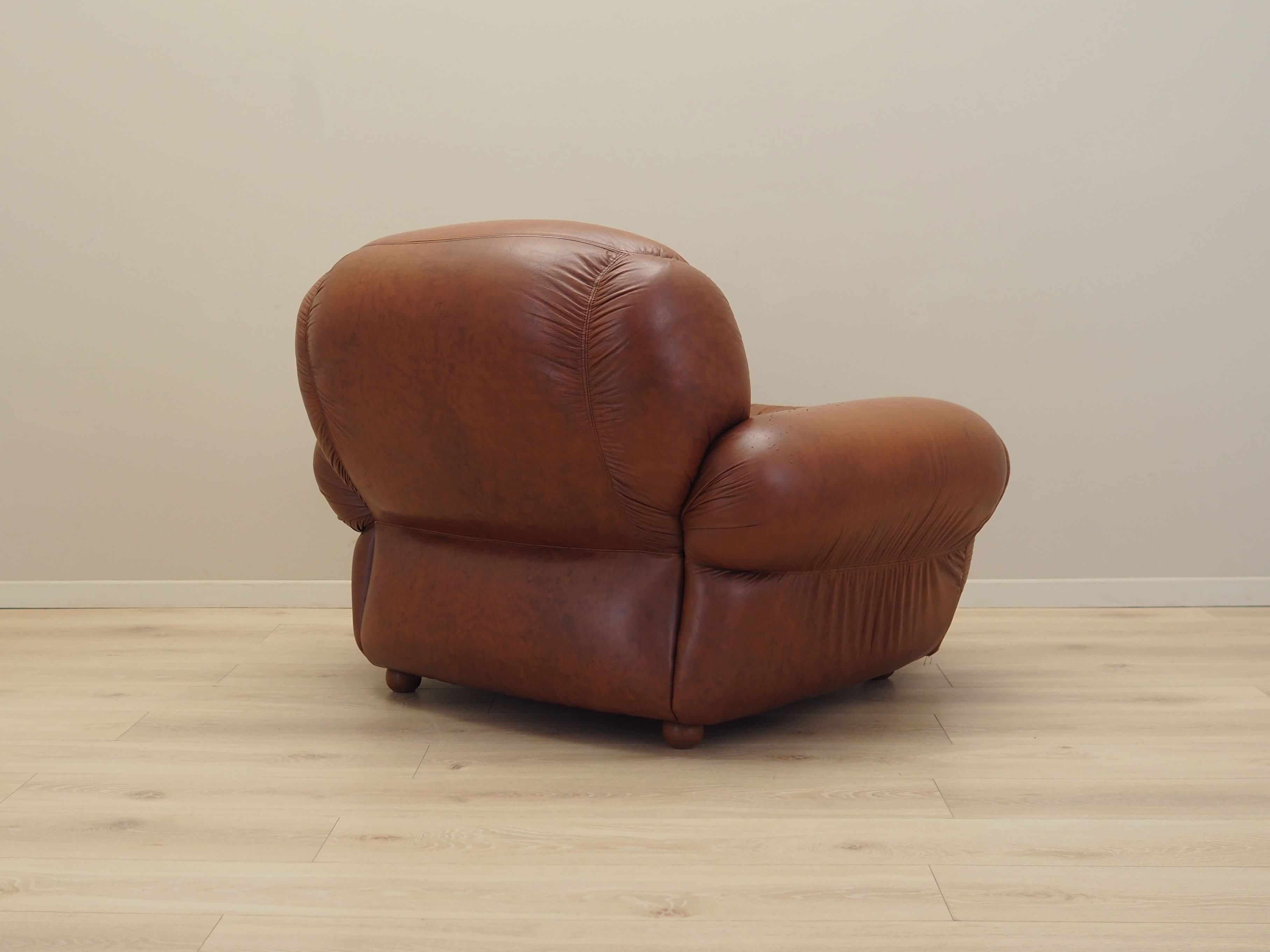 Sessel Leder Braun 1970er Jahre