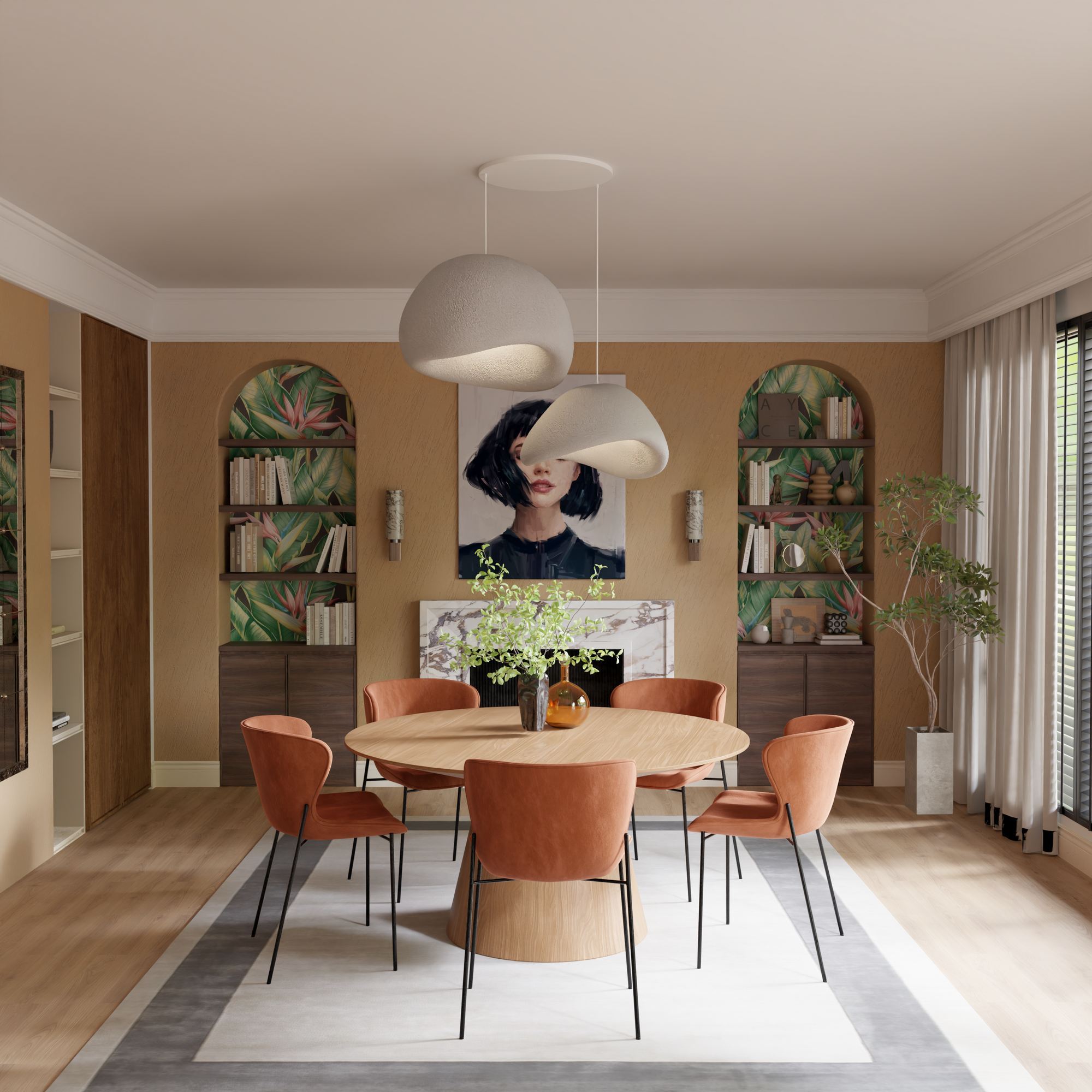 2-Flammig Wabi Sabi Plasterglows Pendelleuchte Beton Grau