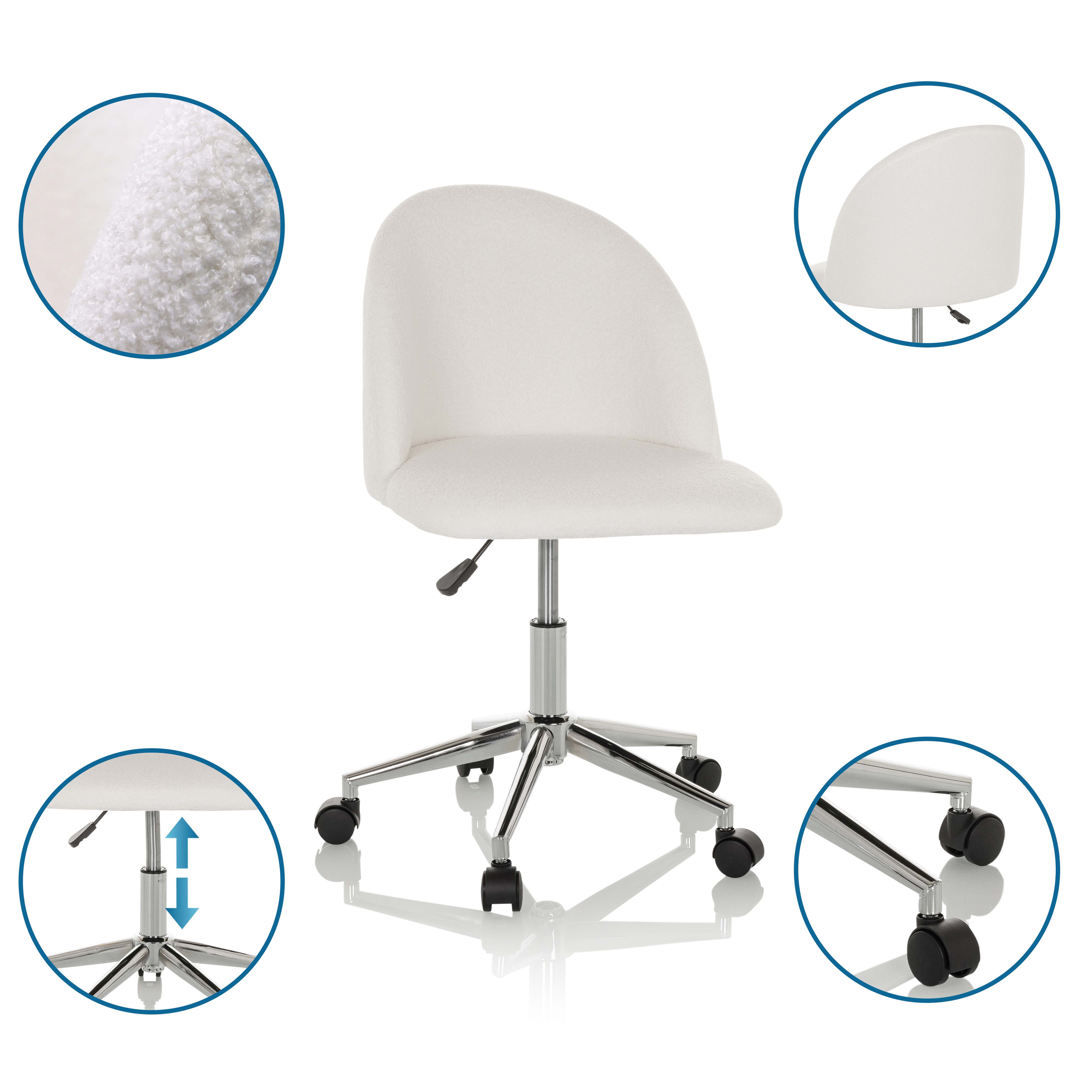 SOLAO TED Bürostuhl Bouclé Weiß