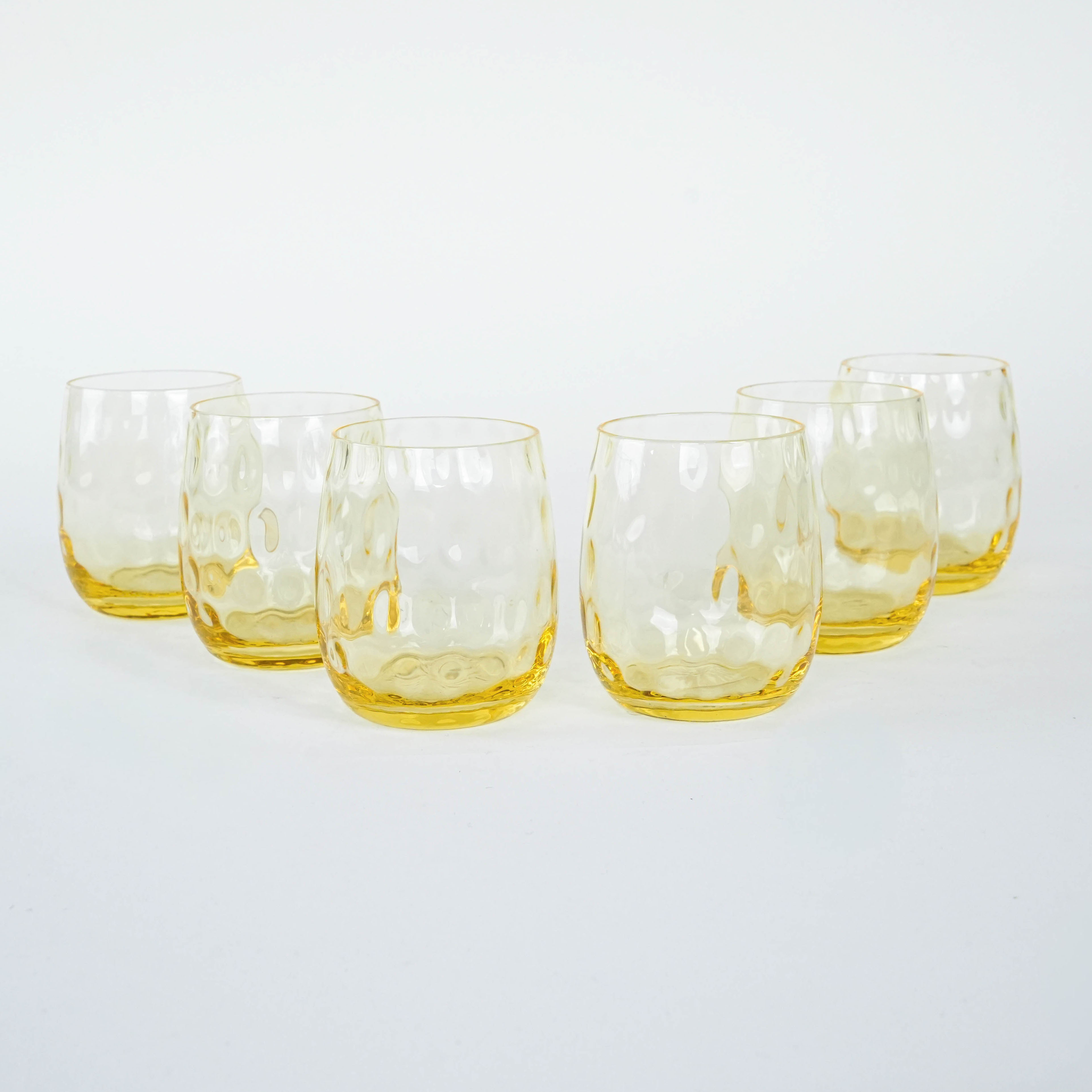 Gläser-Set 6-Teilig Gelb Transparent 1970er Jahre