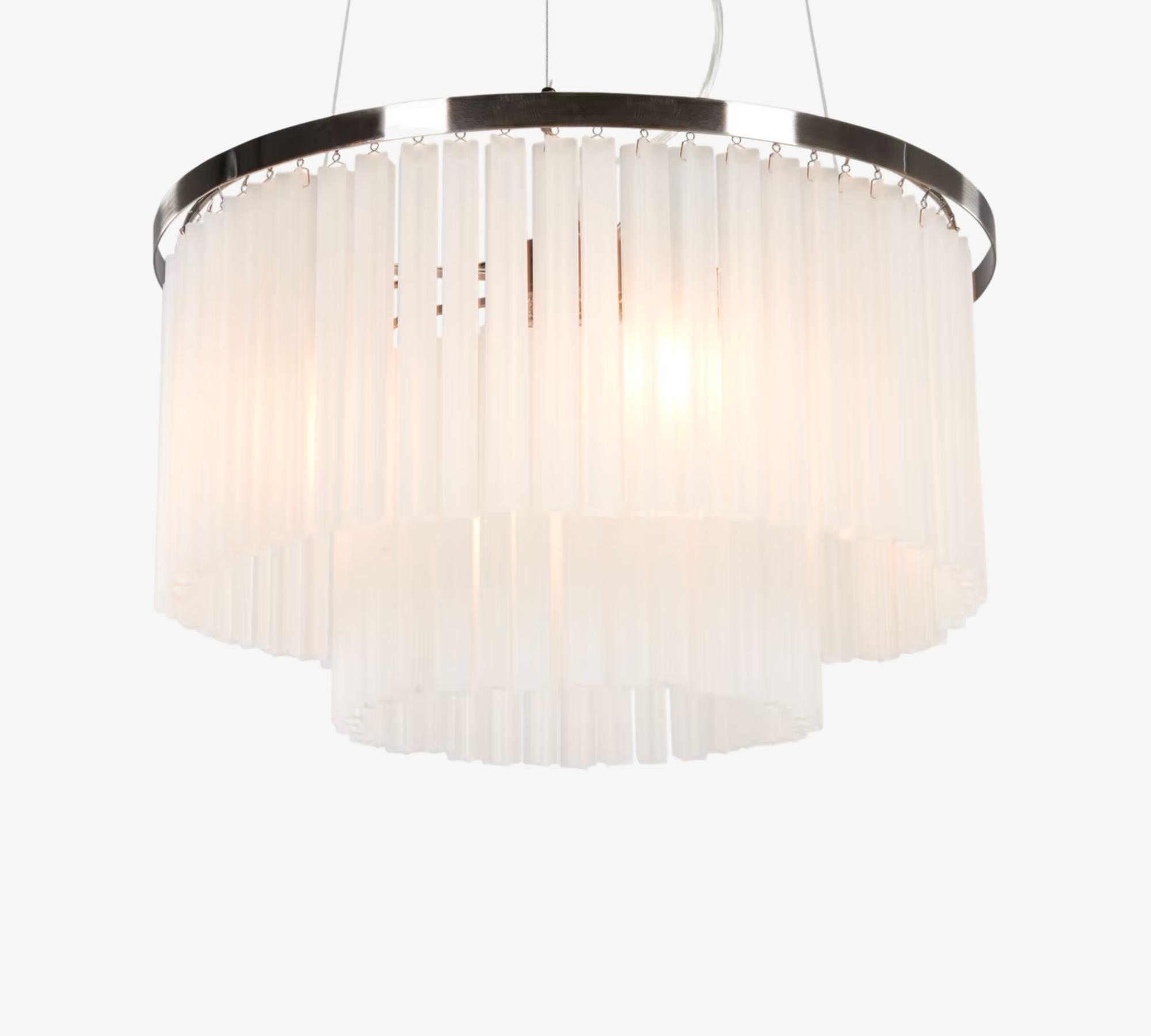 Opulenter Kronleuchter Ophelia aus Milchglas und Chrom 