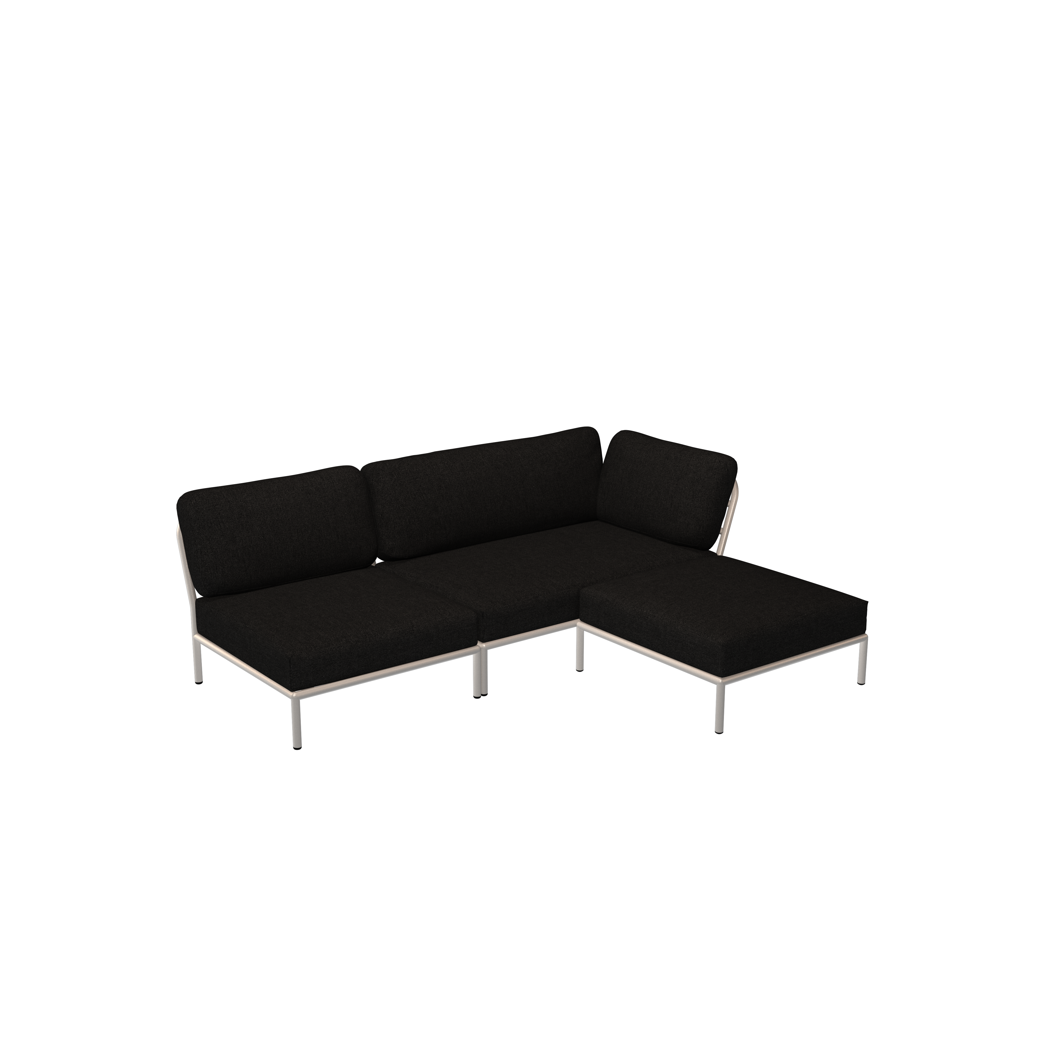 LEVEL Sofamodul Rechts, Sessel & Pouf Sooty Grau