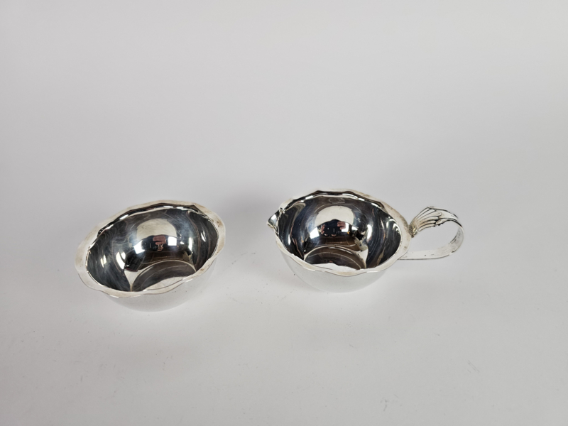 Vintage Set Zuckerdose und Milchkännchen Silber