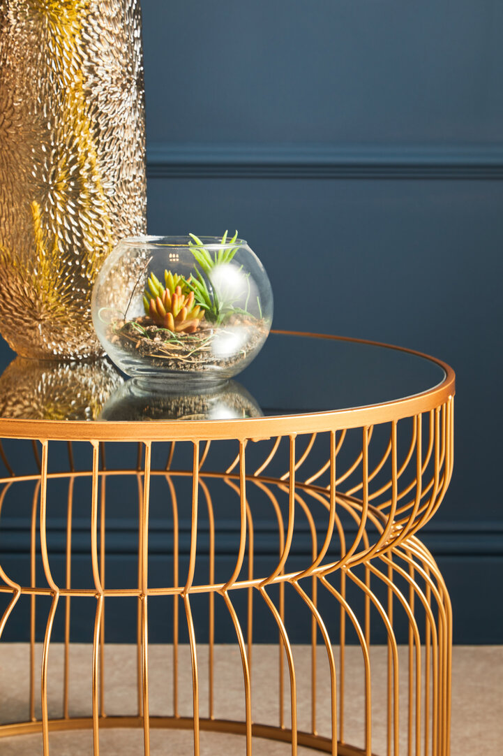 Avantis Gold Metalldrahtgestell Runder Beistelltisch
