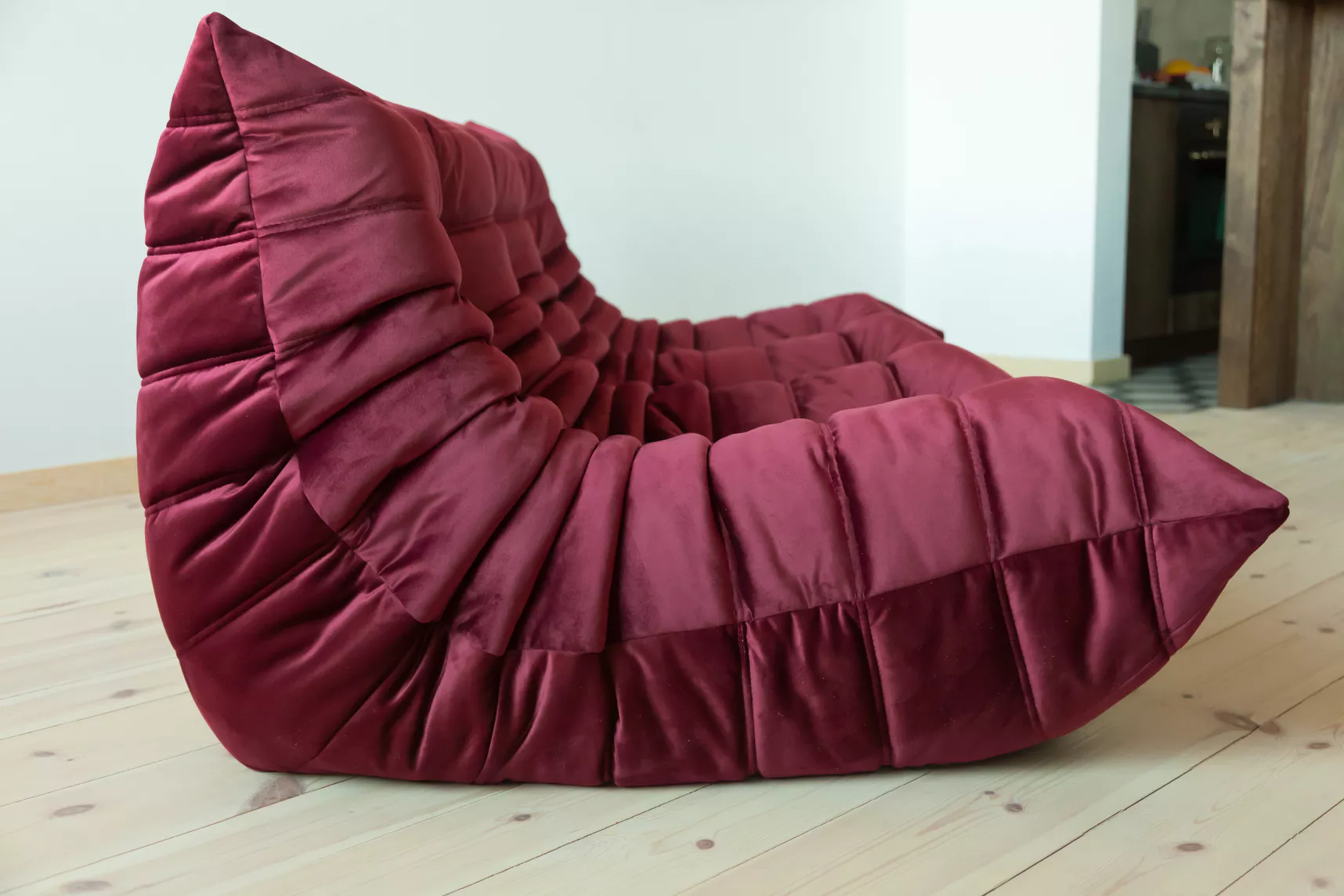 Togo Sofa 3-Sitzer Samt Burgundrot