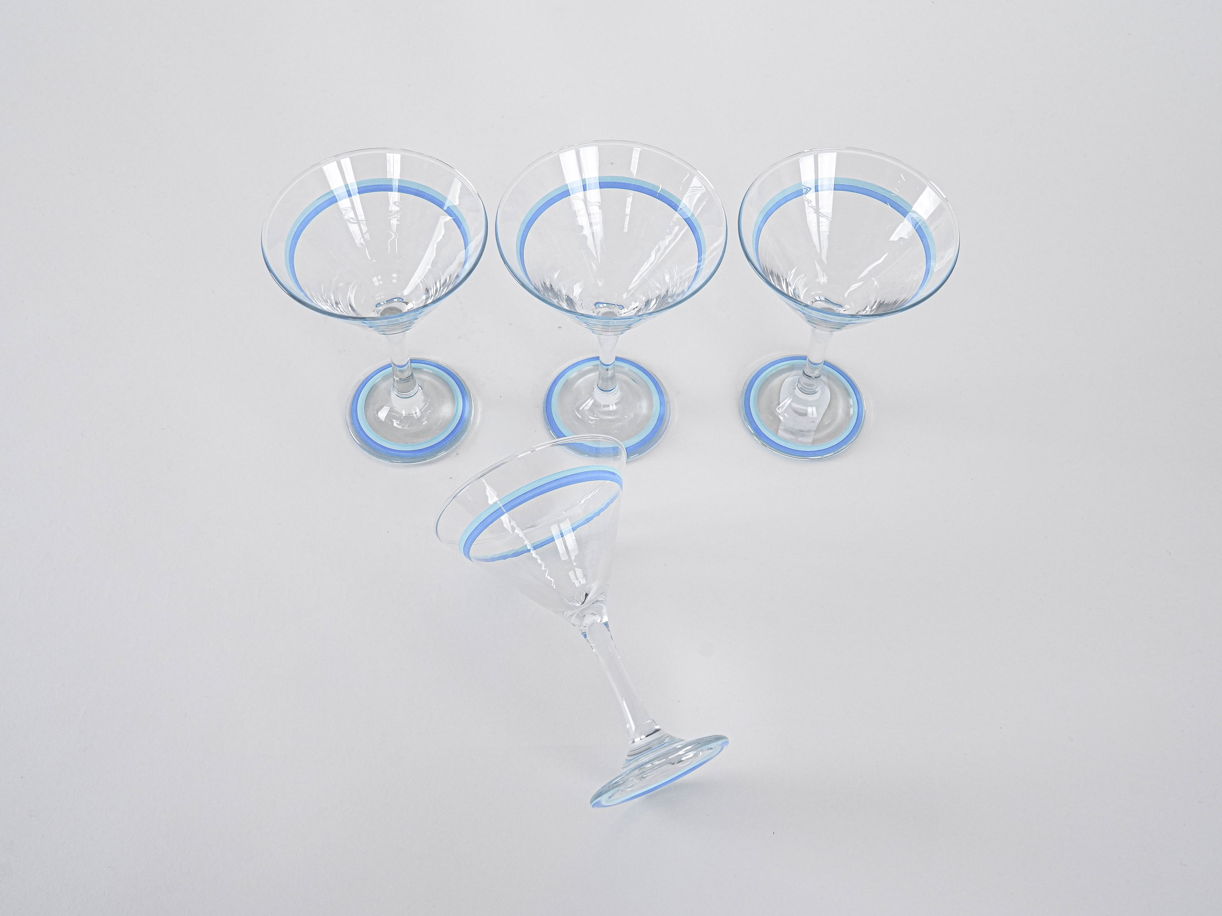 4x Martini Glasses Blue