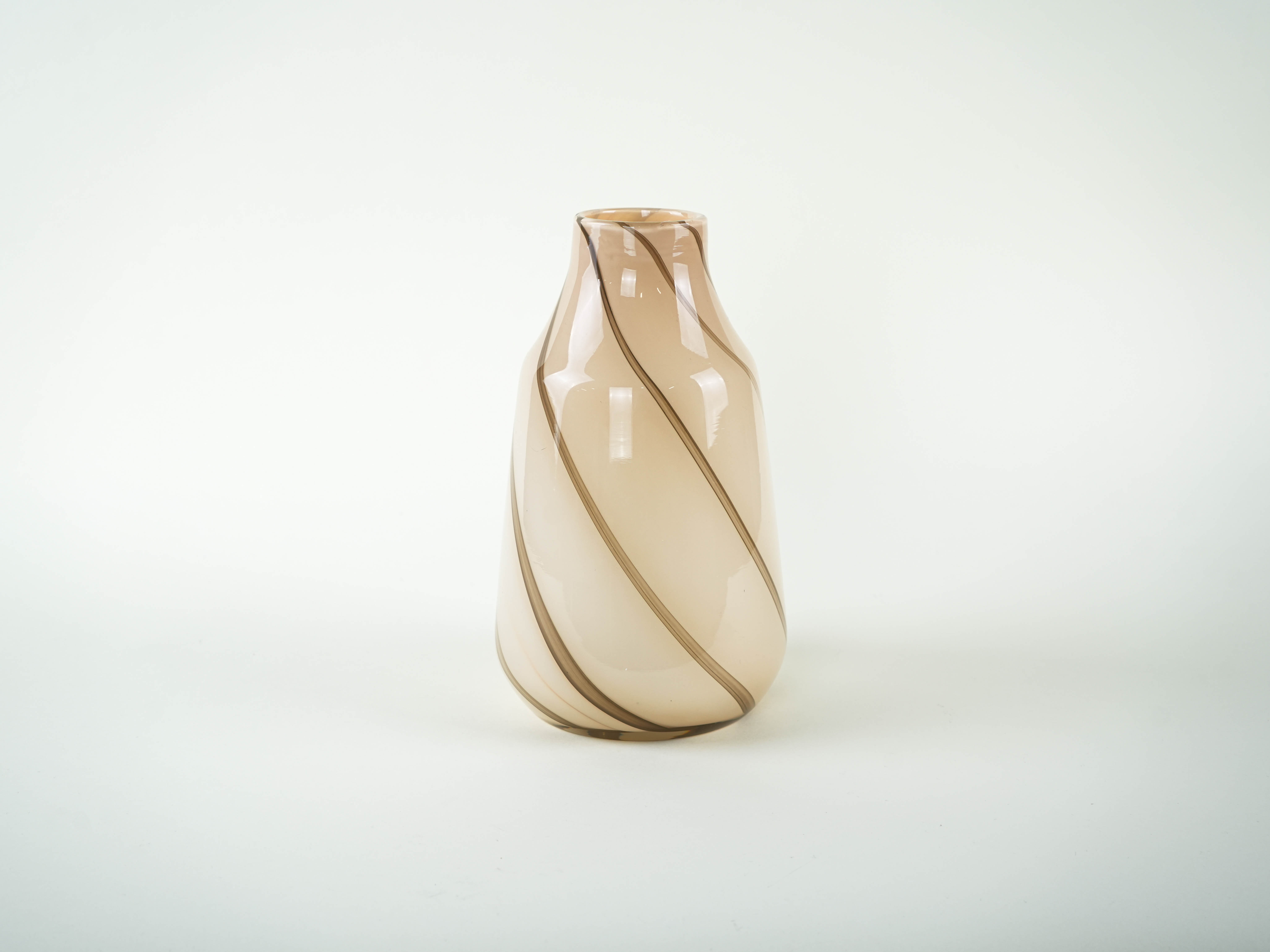 Glasvase Beige 1970er Jahre
