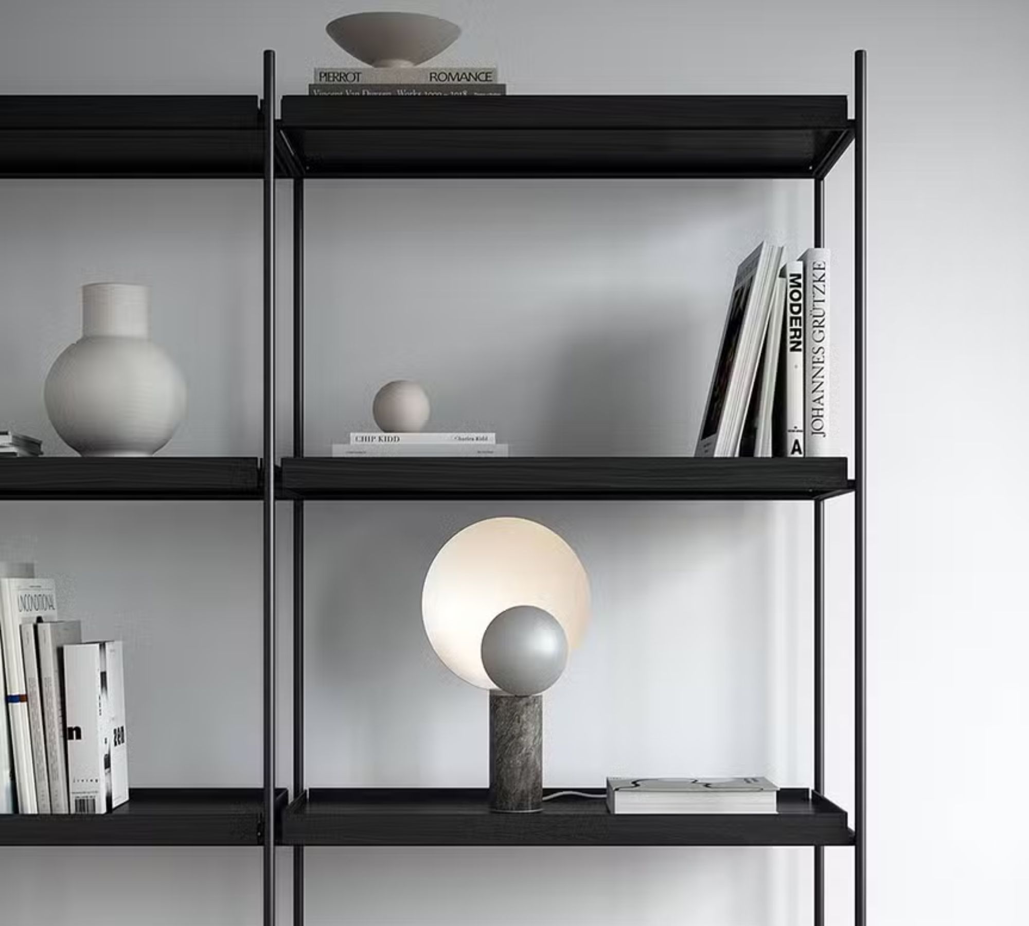 Caché Tischleuchte Stahl Marmor Grau