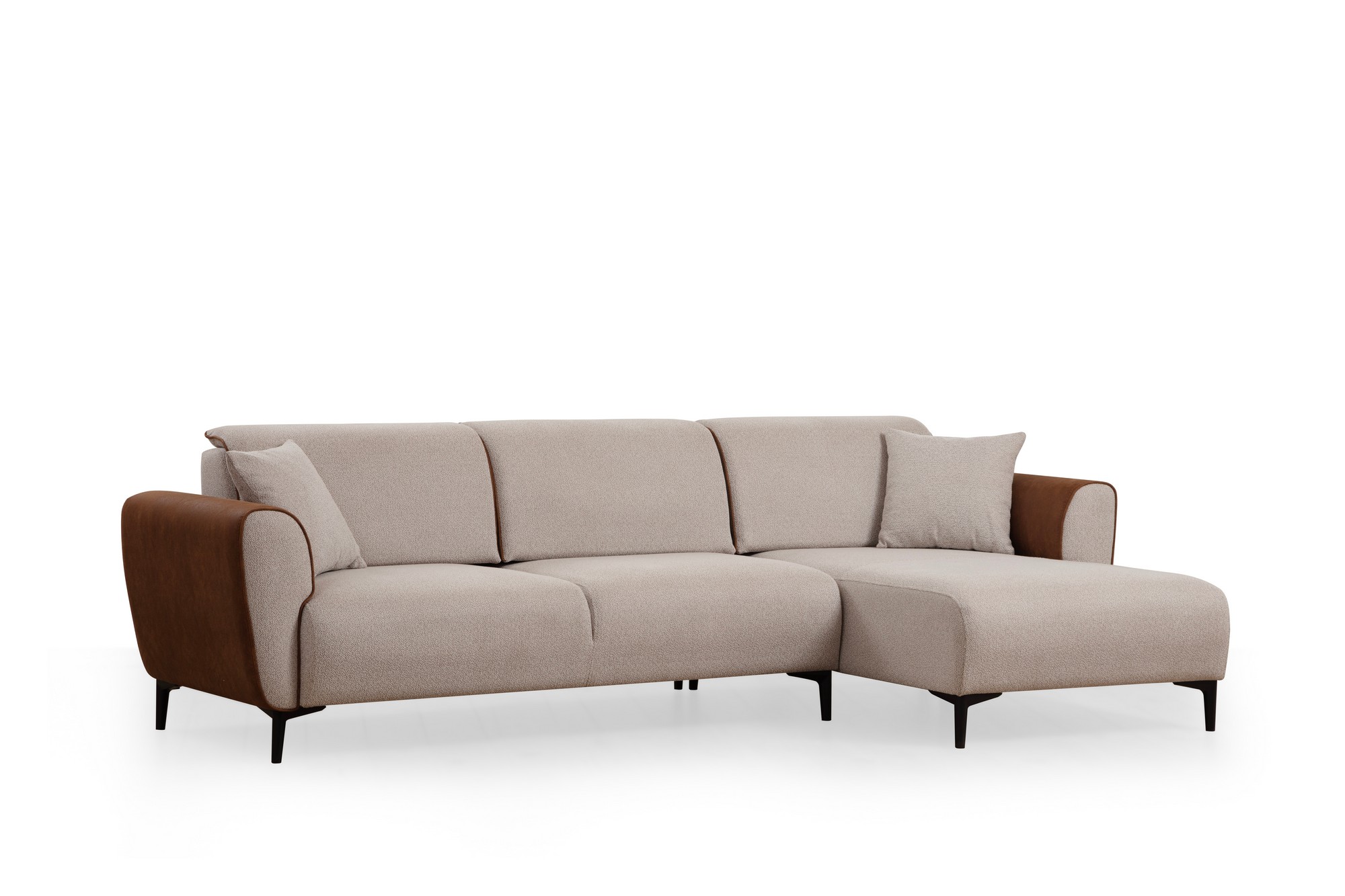 Aren Rechts Ecksofa Beige Zimt