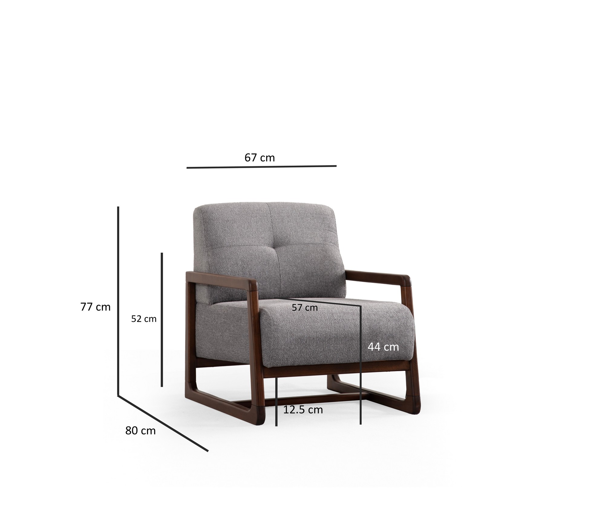 Athena Bergere Armchair Walnut Light Grey