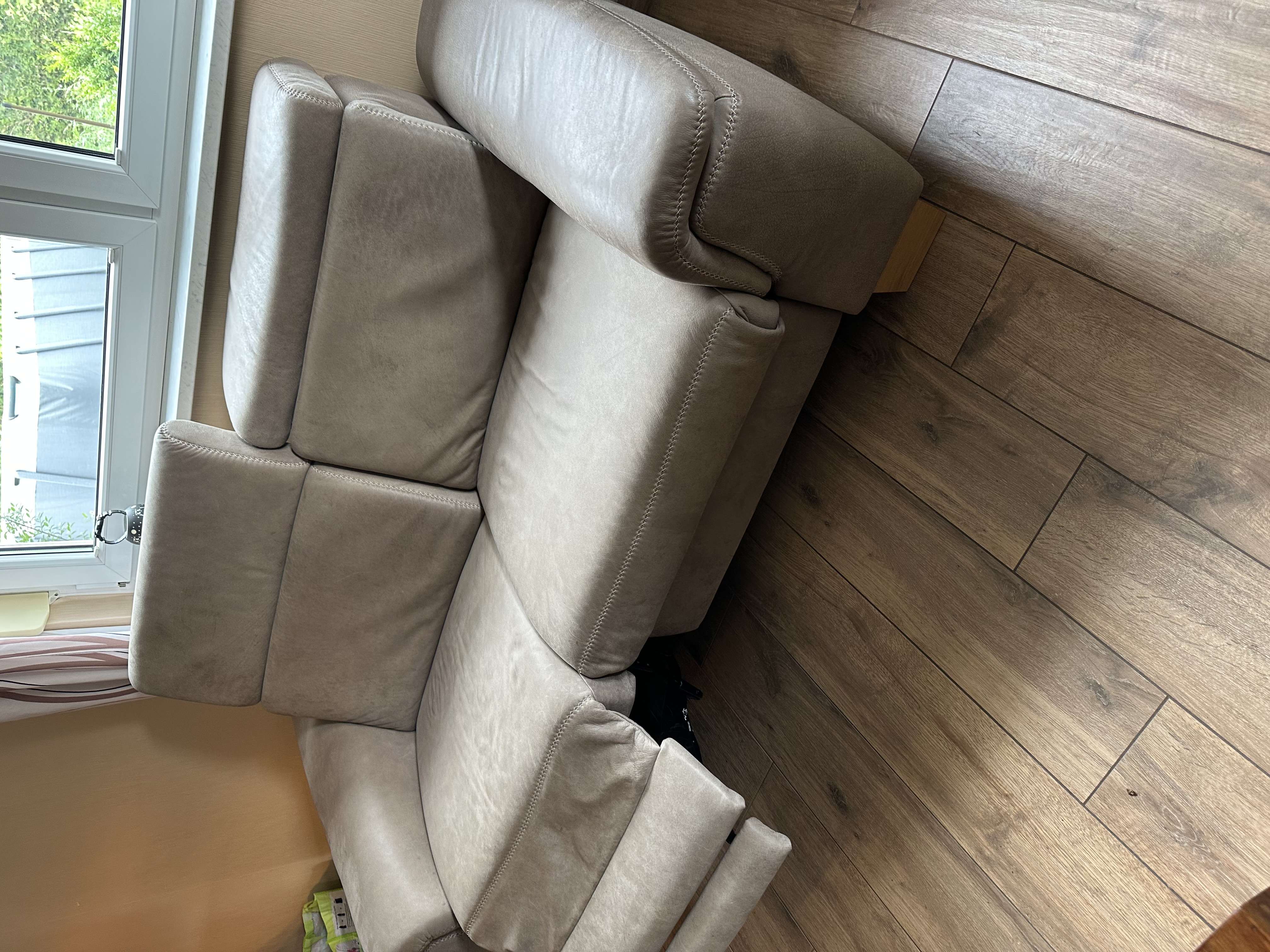 2-Sitzer Sofa mit Relaxfunktion Echtleder Beige