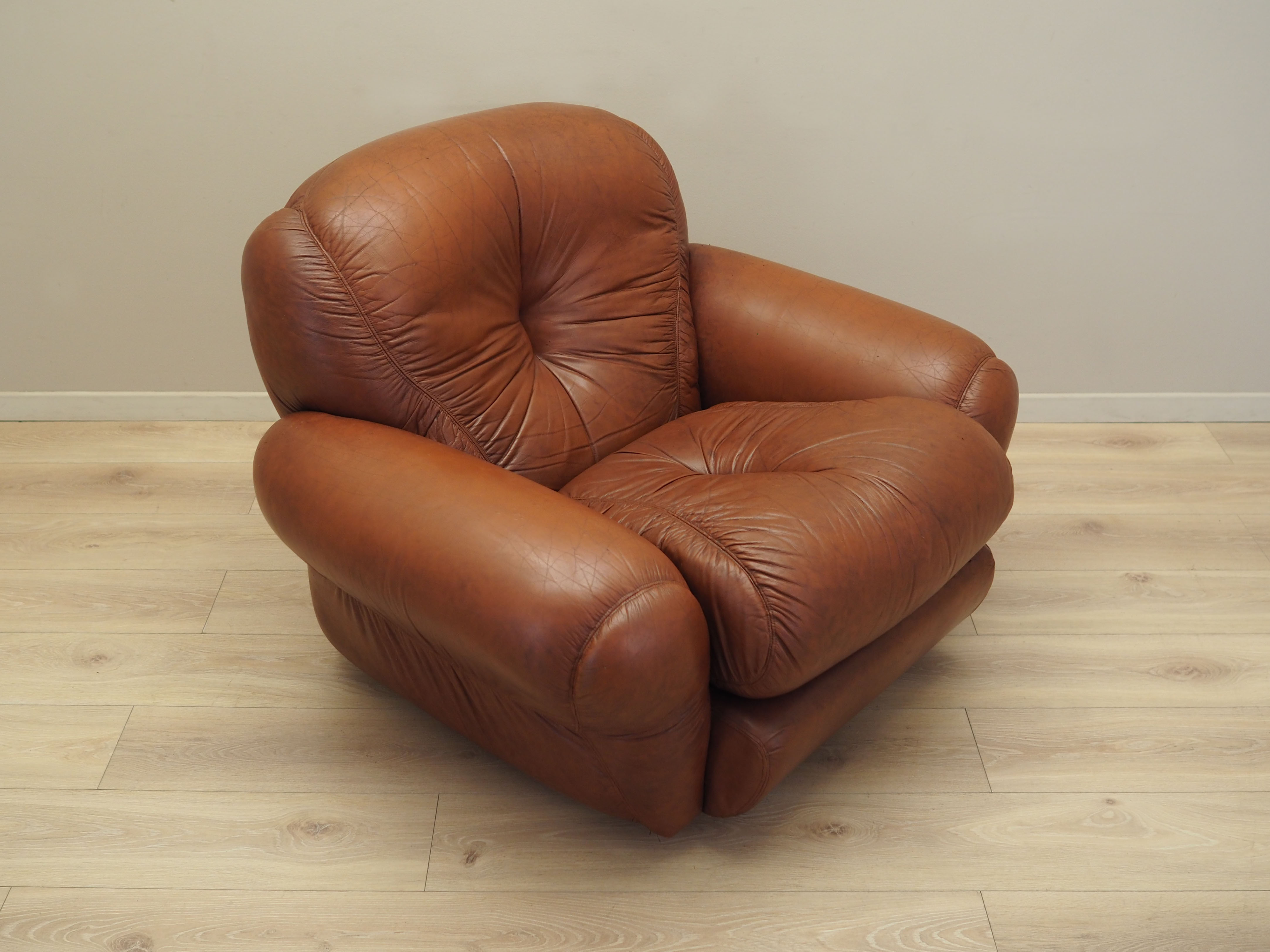 Sessel Leder Braun 1970er Jahre